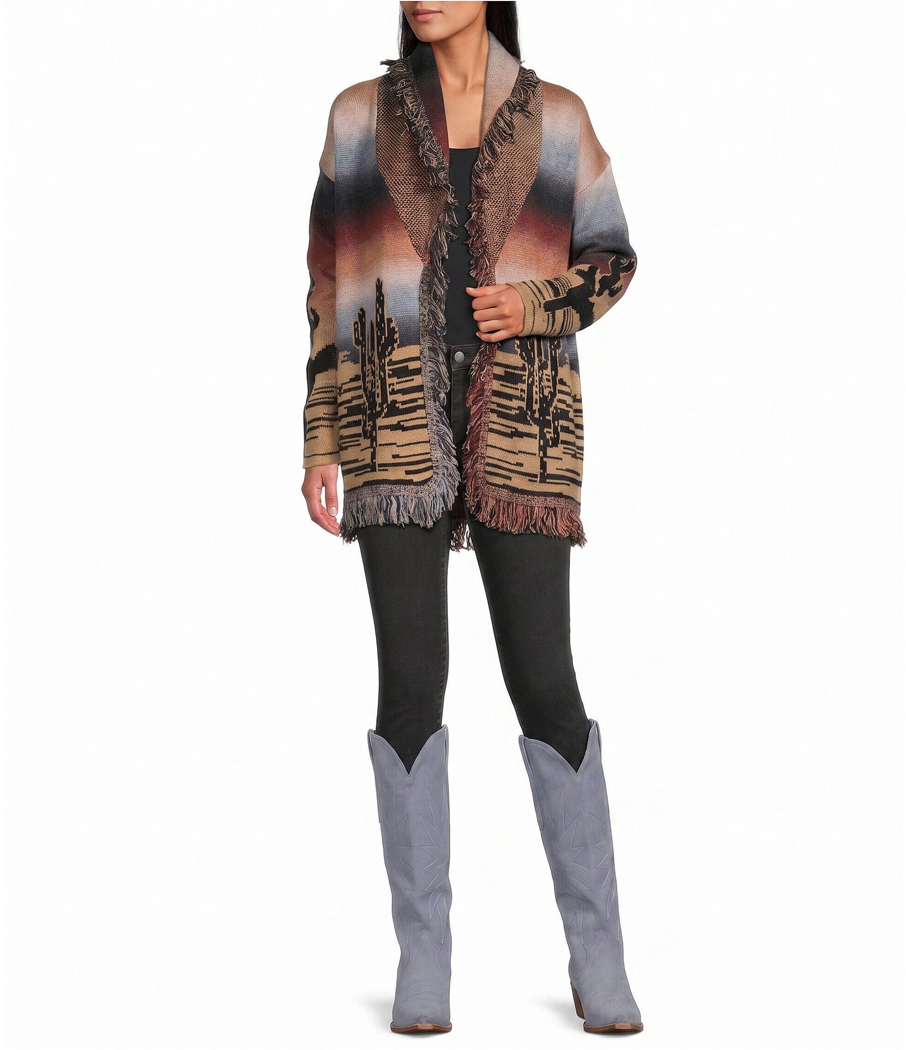 Reba Sweater Knit Long Sleeve Cactus Cardigan