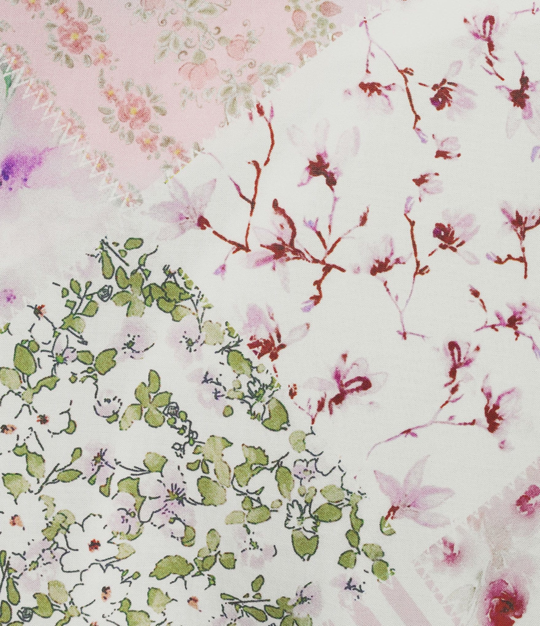 Reba Voile Strawberry Bloom Patchwork Print Midi A-Line Skirt