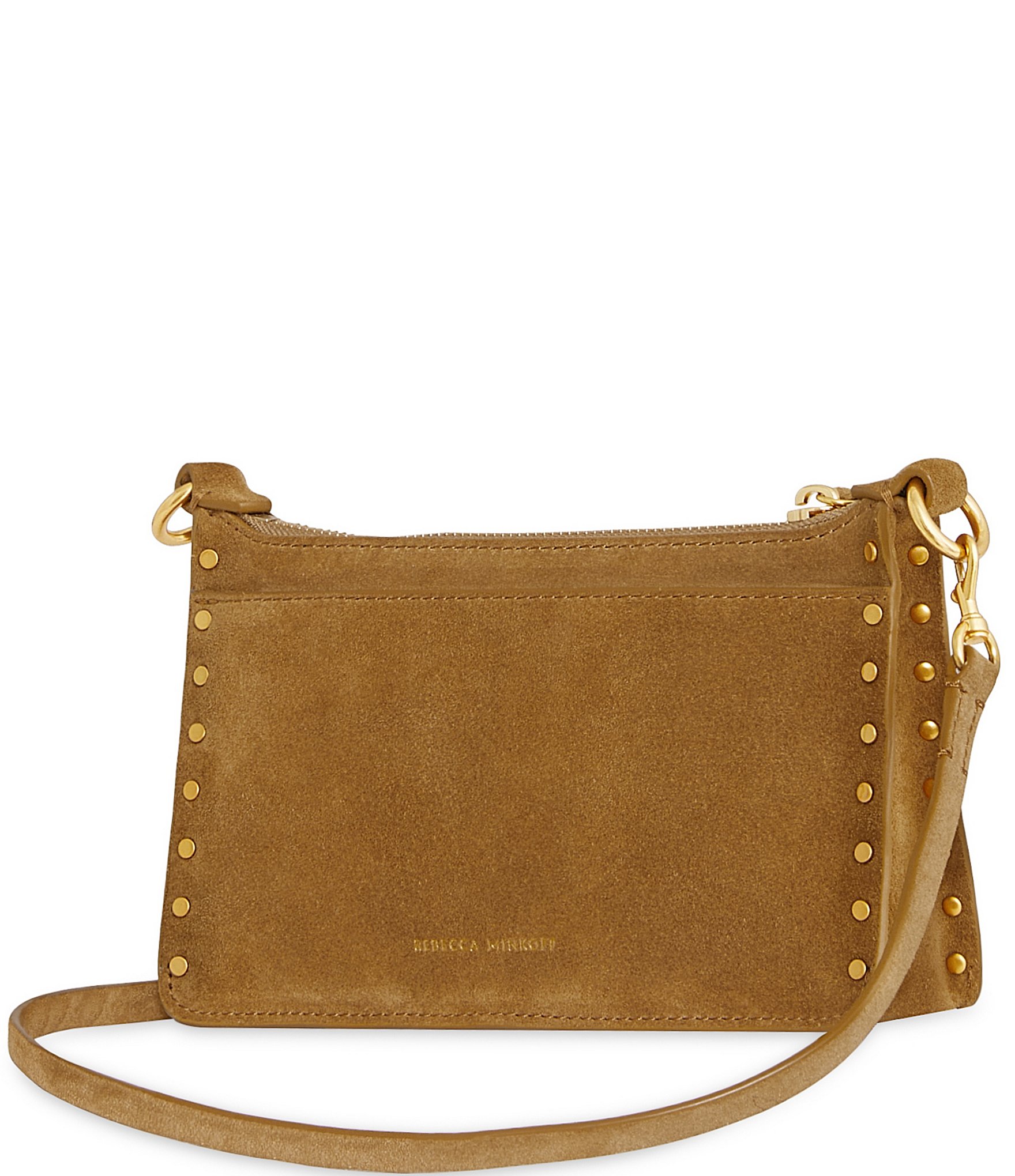 REBECCA MINKOFF Suede Darren Mini Top Zip Crossbody Bag