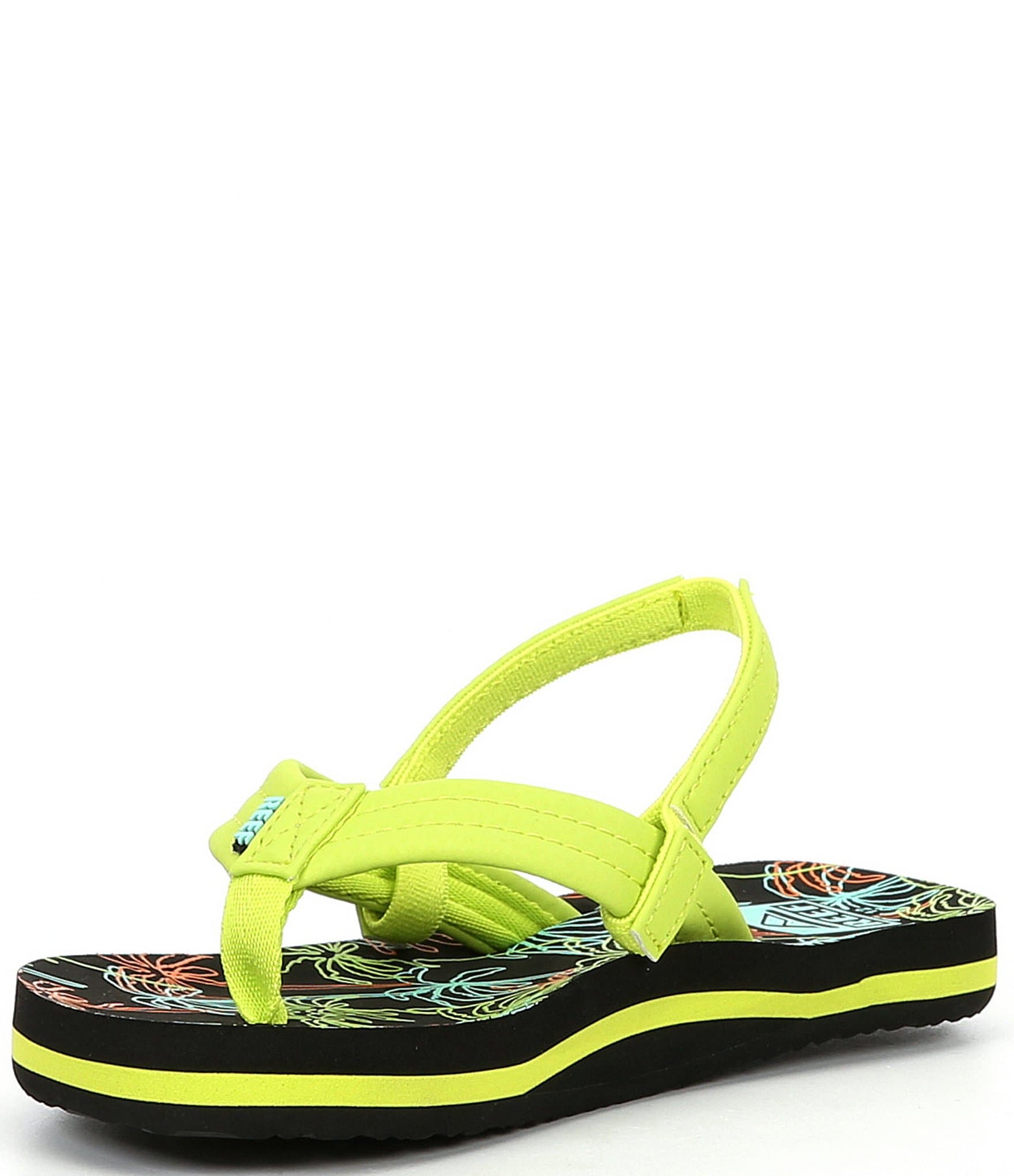 Reef Boys' Little Ahi Neon Palm Flip-Flops (Toddler)