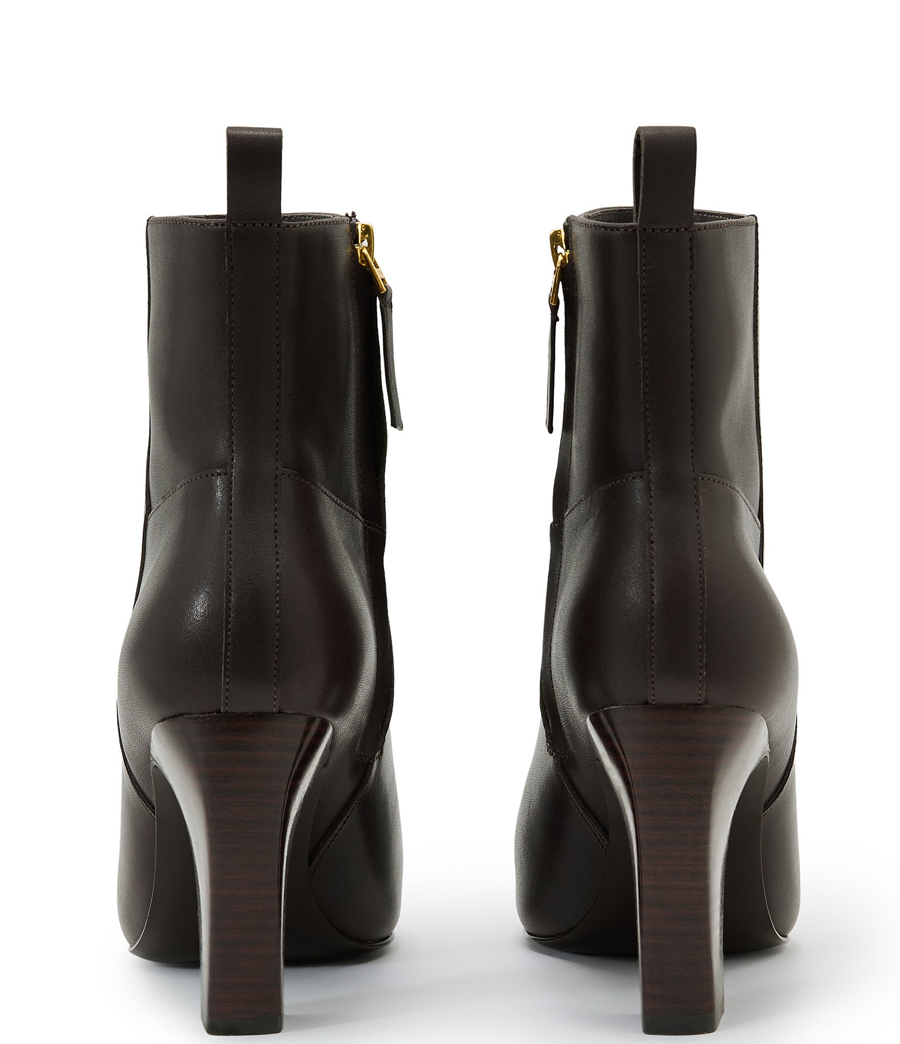 Reiss Blakely Ankle Leather Block Heel Booties