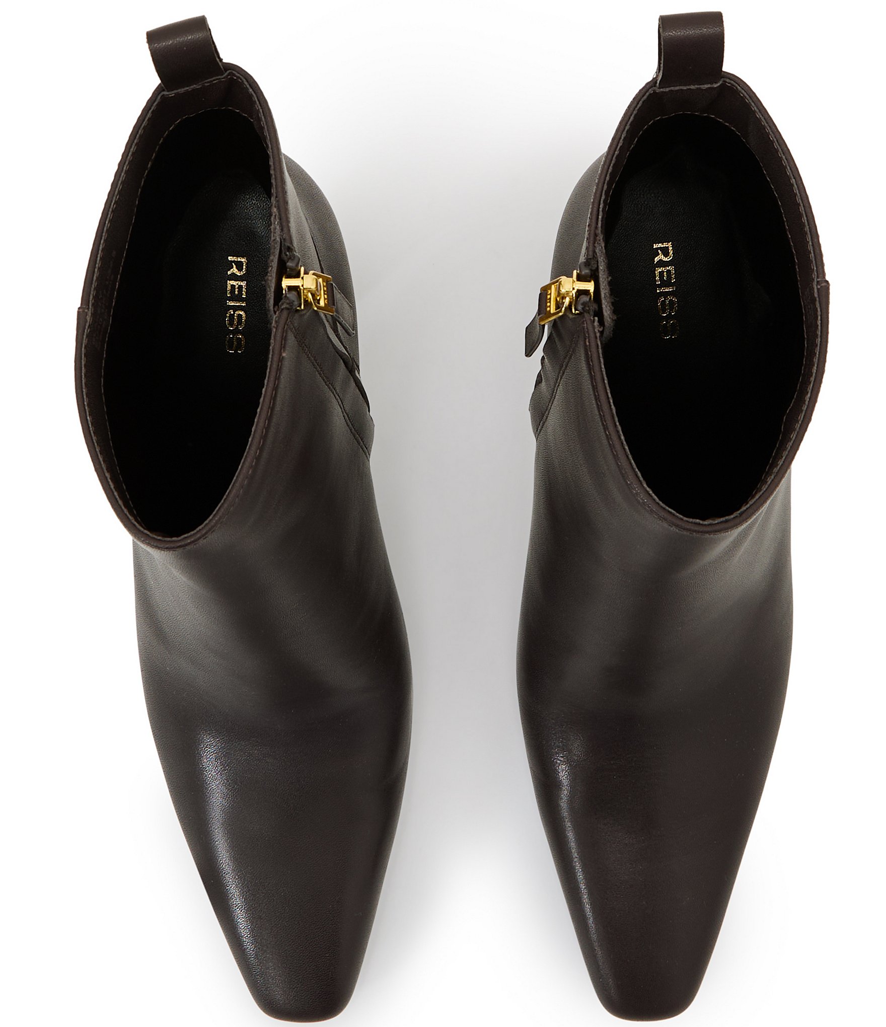 Reiss Blakely Ankle Leather Block Heel Booties