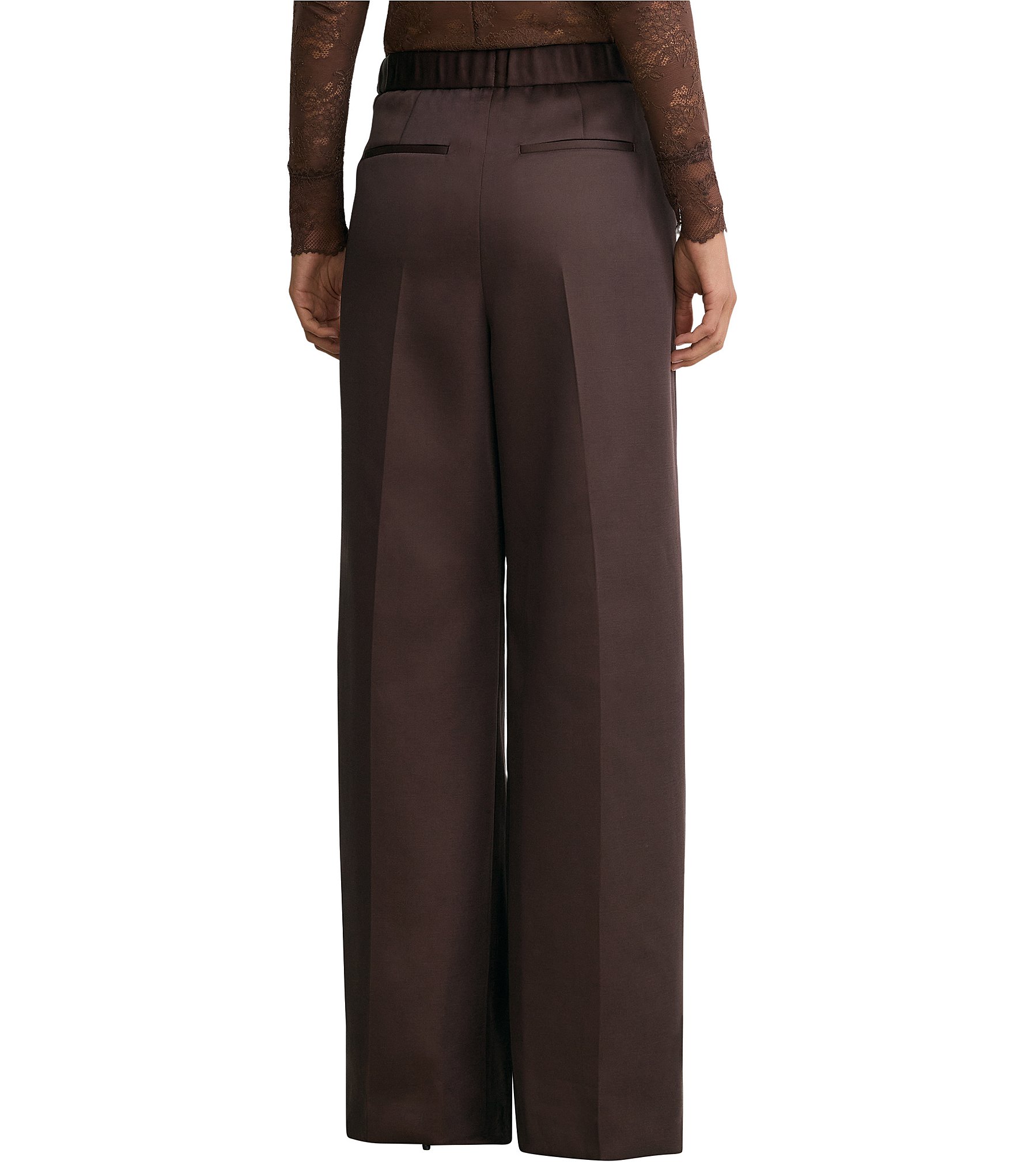 Reiss Ellen Satin Wide Leg Trouser Pants