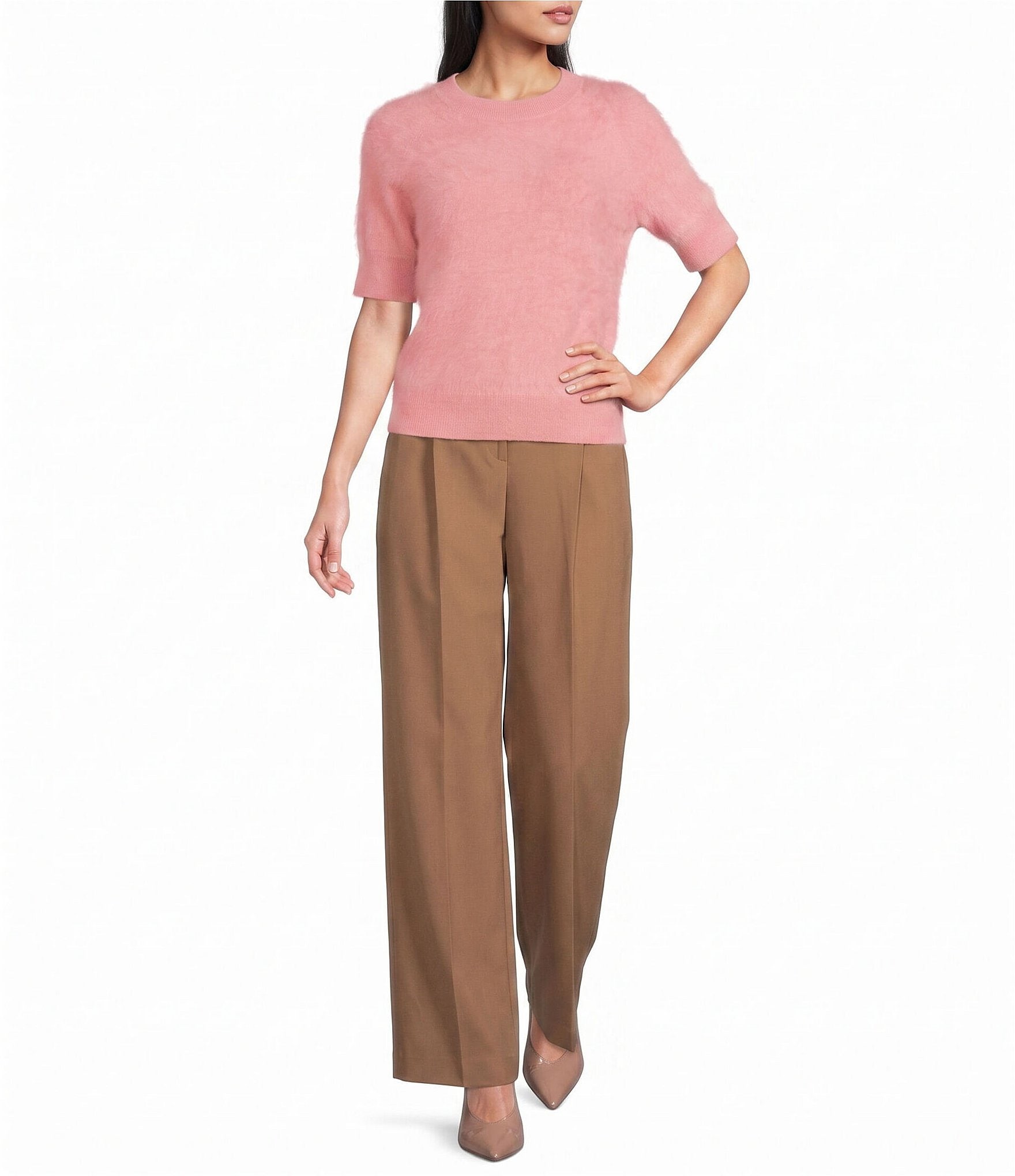 Reiss Julia Short Sleeve Brushed Cashmere Sweater