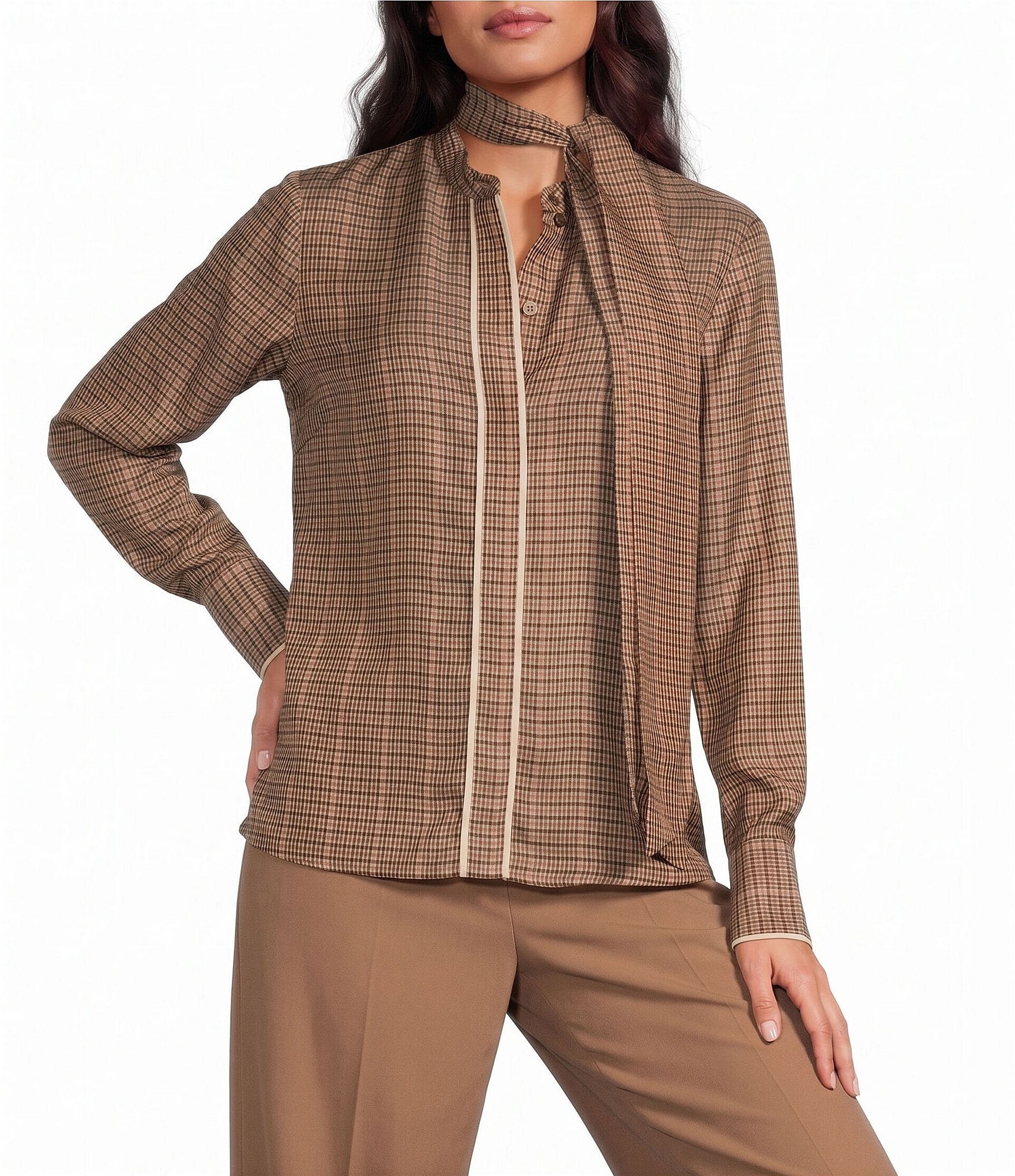 Reiss Tate Check Scarf Top