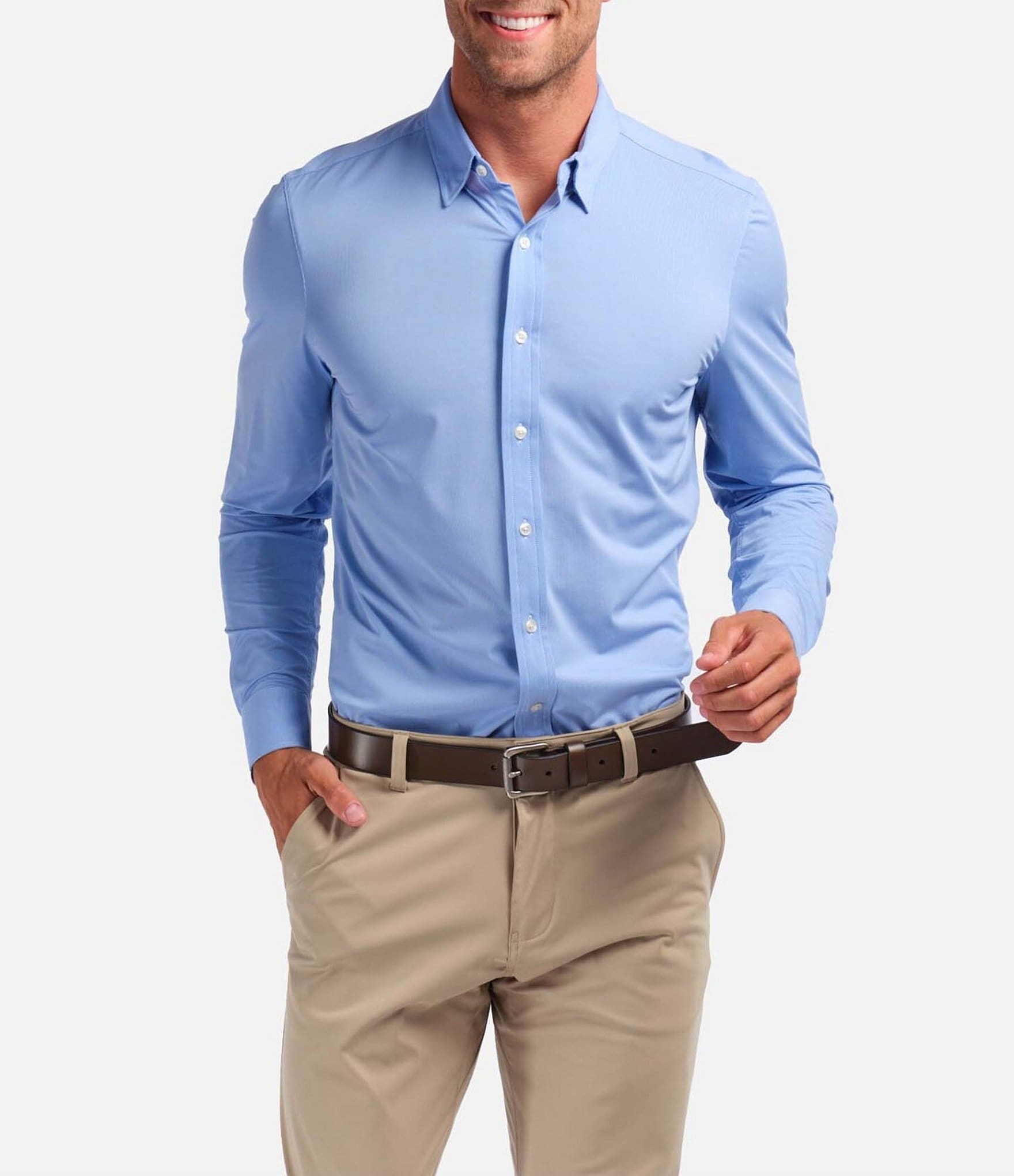 Rhone Commuter Mini-Check Performance Stretch Long-Sleeve Woven Shirt