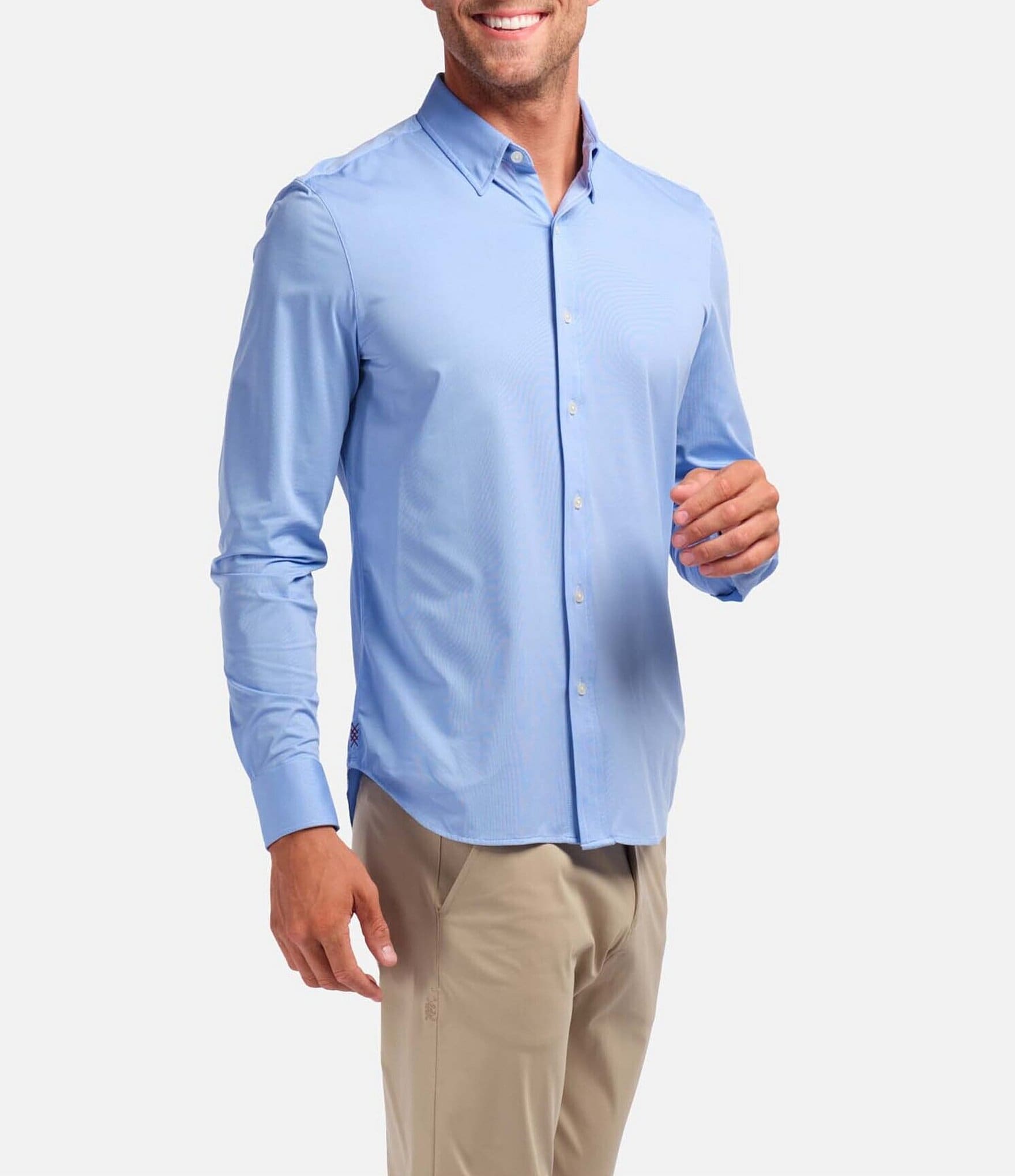 Rhone Commuter Mini-Check Performance Stretch Long-Sleeve Woven Shirt