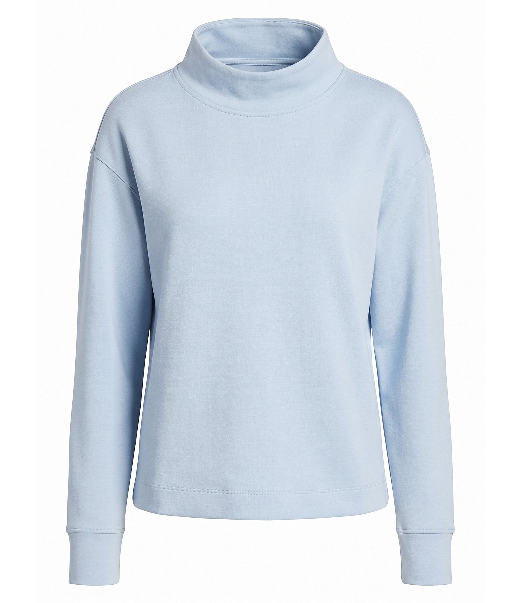 RHONE DreamGlow Easy Mock Neck Long Sleeve Curved Hem Pullover