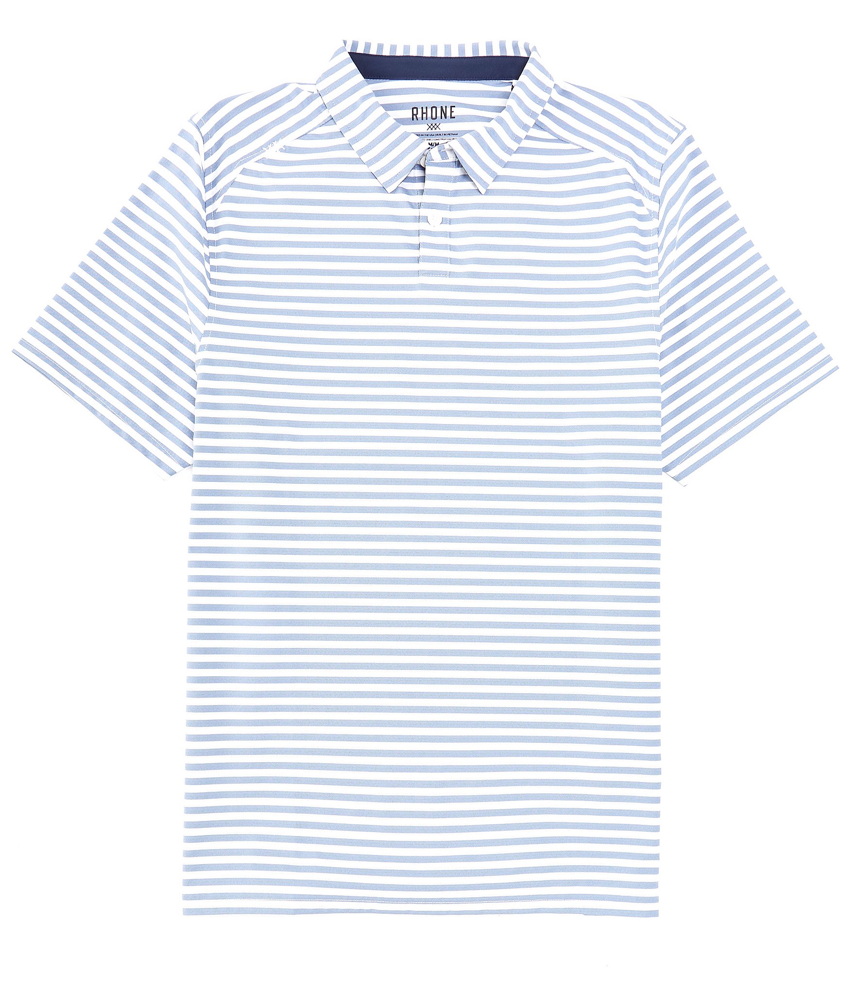 RHONE Performance Stretch Commuter Wide Stripe Short Sleeve Polo Shirt ...