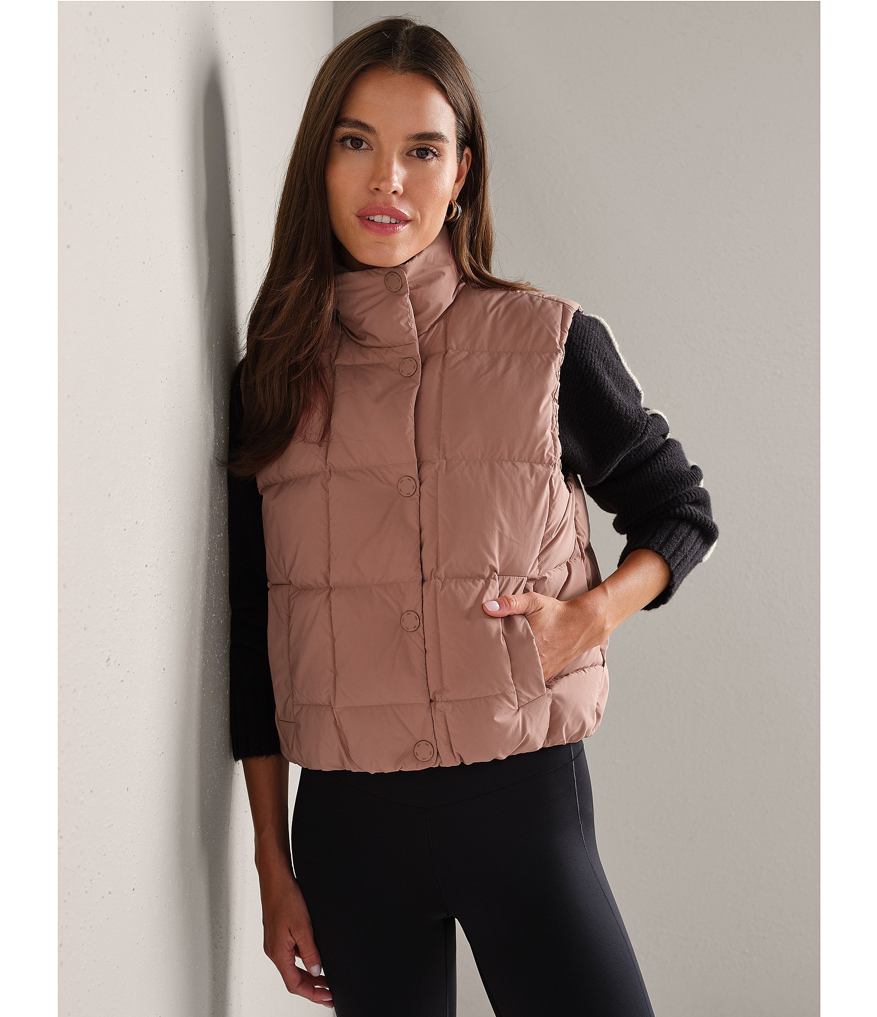 RHONE Powder Collard Sleeveless Zipper Front Puffer Down Vest