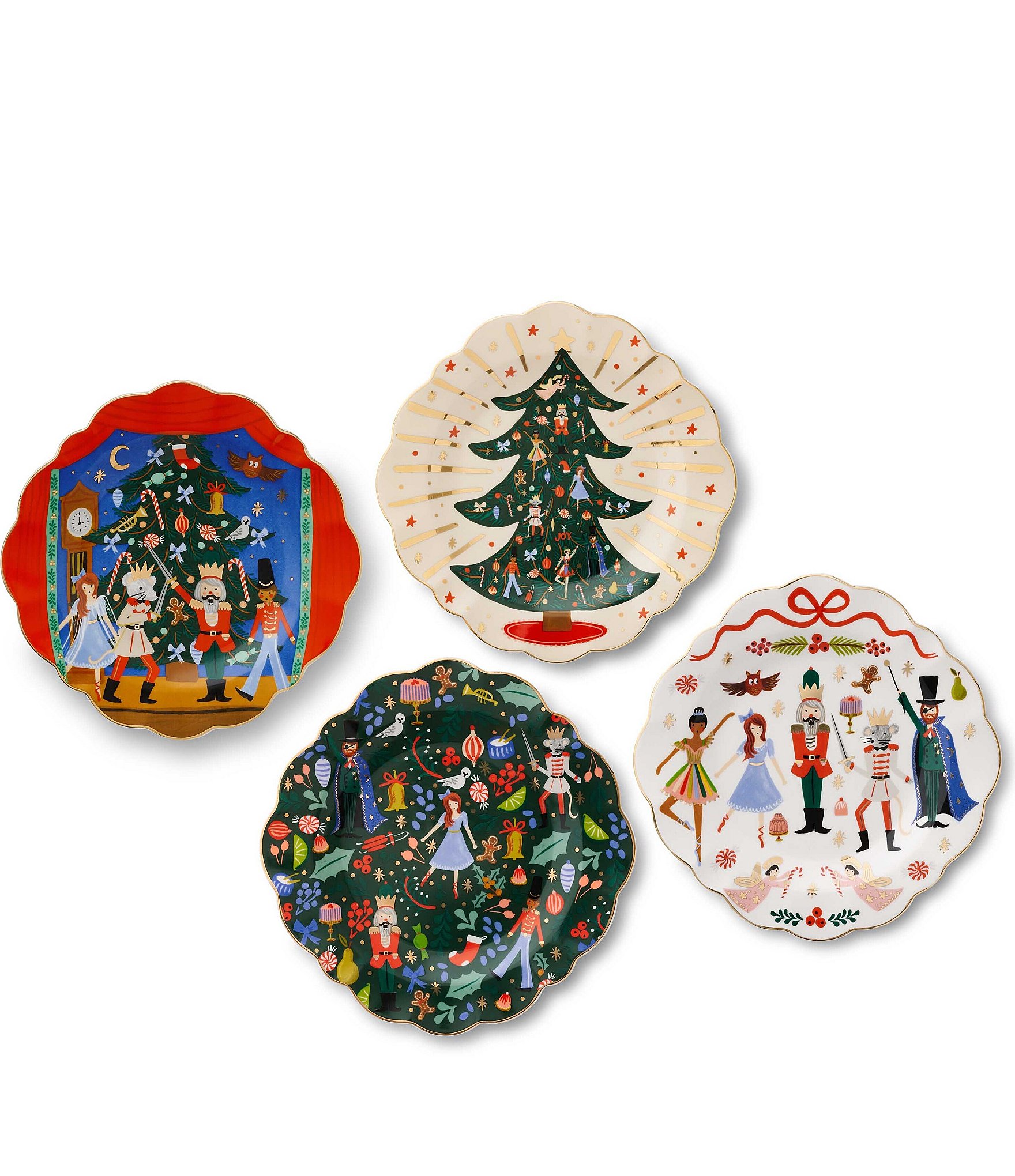 Rifle Paper Co. Porcelain Dessert Plate Set Nutcracker