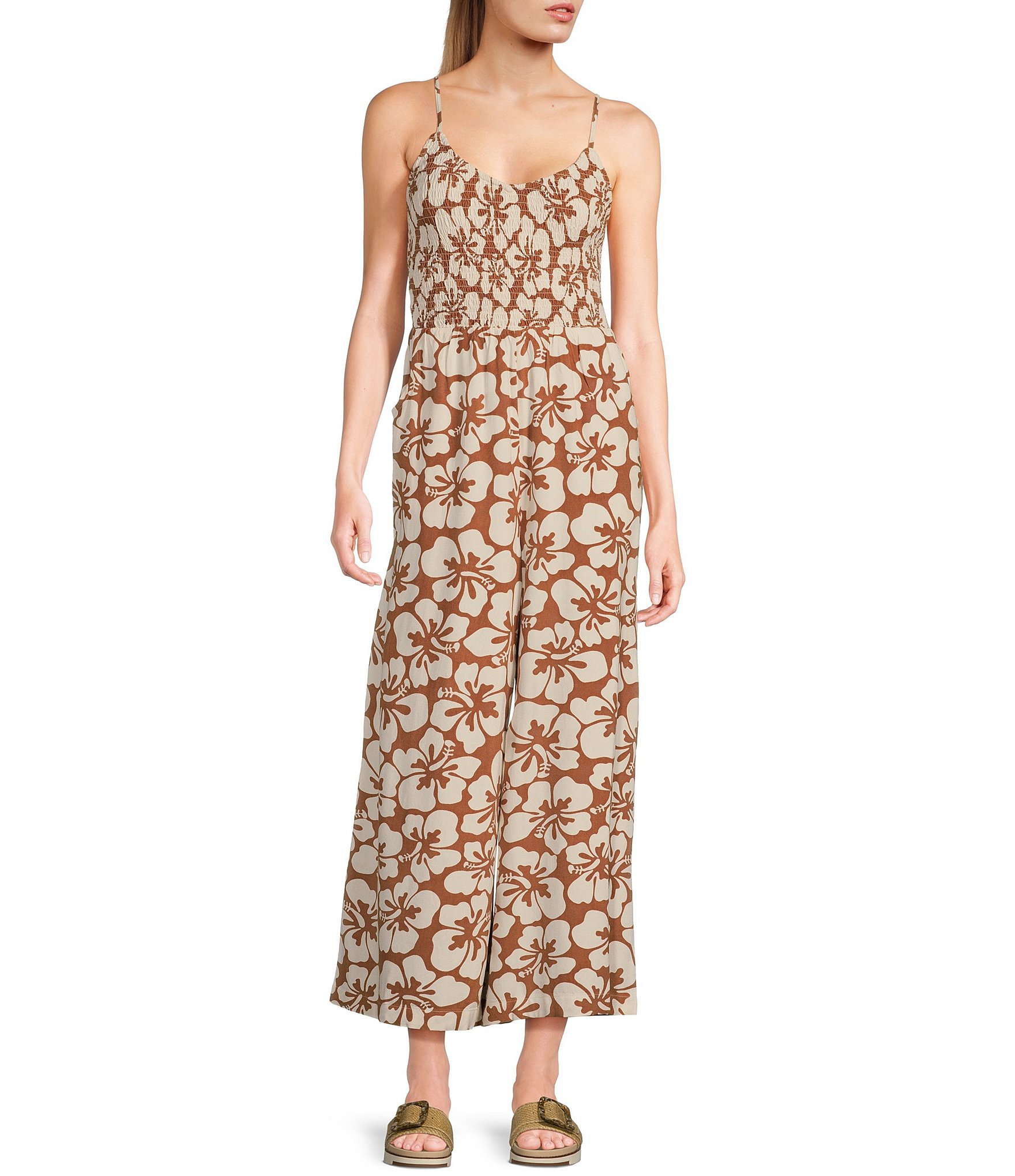 Rip Curl Hibiscus Heat Printed Wide Leg Jumpsuit | Dillard's