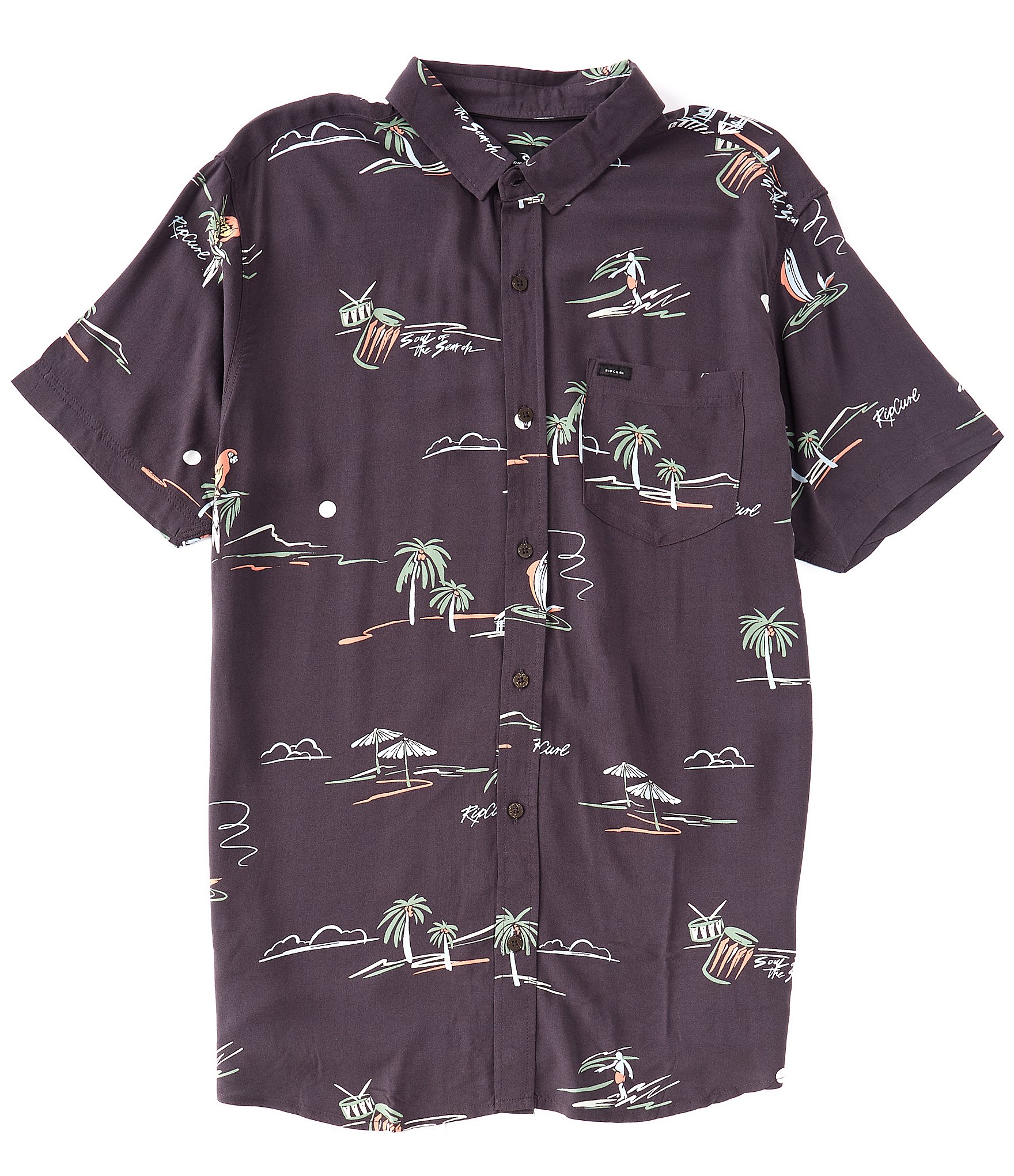 Rip Curl Party Pack Short Sleeve Palm Print Woven Shirt | Dillard's