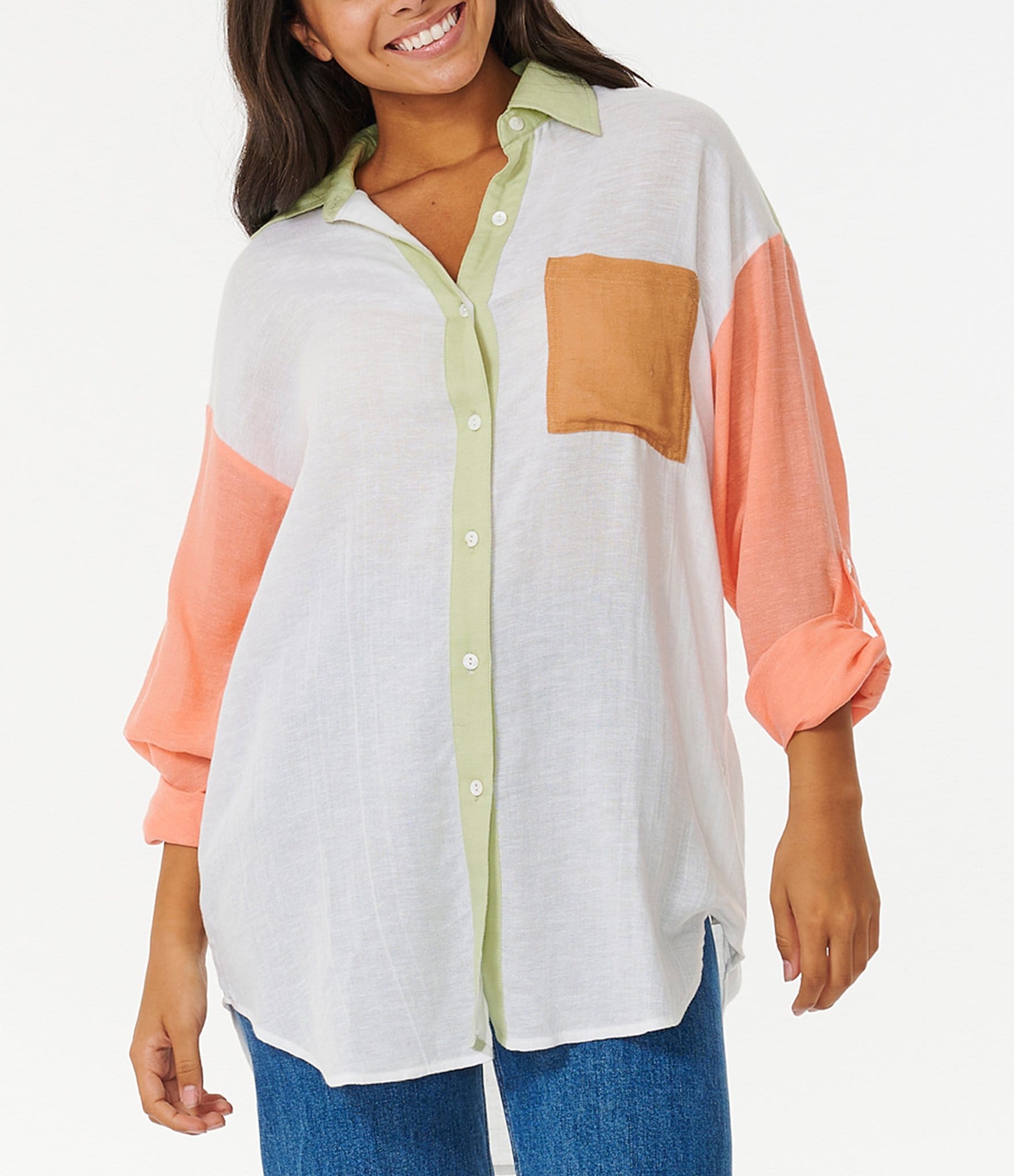 Rip Curl Premium Surf Holiday Colorblock Button Front Shirt | Dillard's