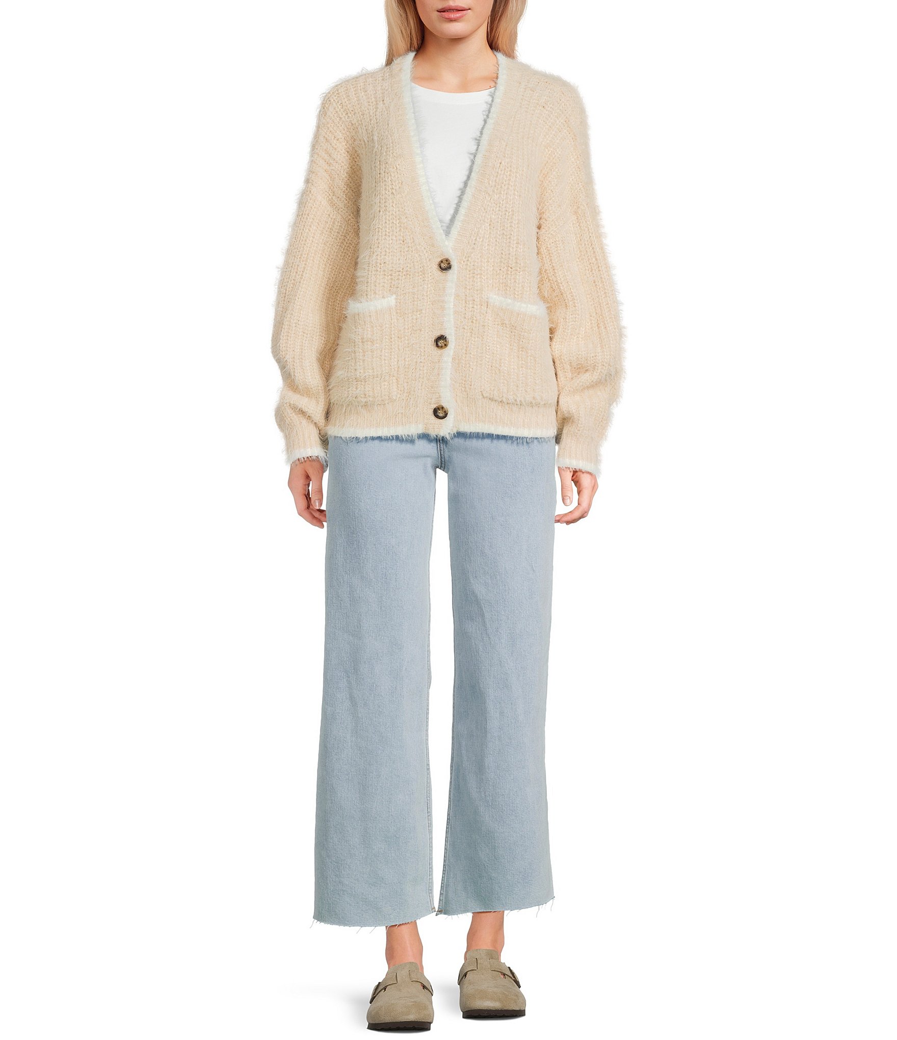 Rip Curl Shore Break Long Sleeve Yarn-Dyed-Stripe Wool-Blend Cardigan