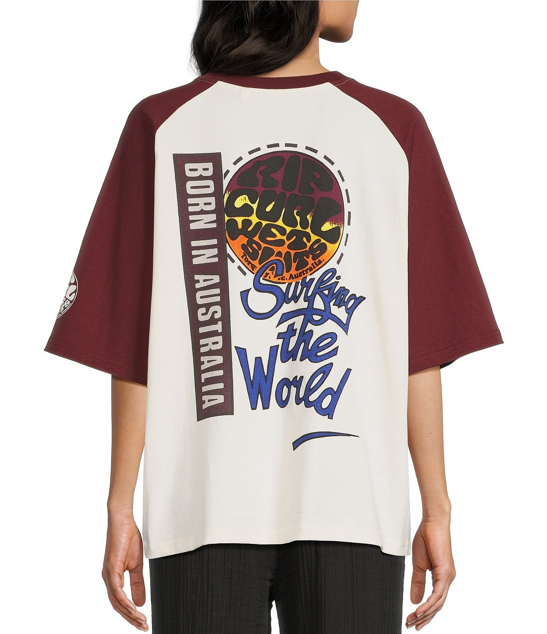 Rip Curl Surf The World Raglan Sleeve Boxy T-Shirt