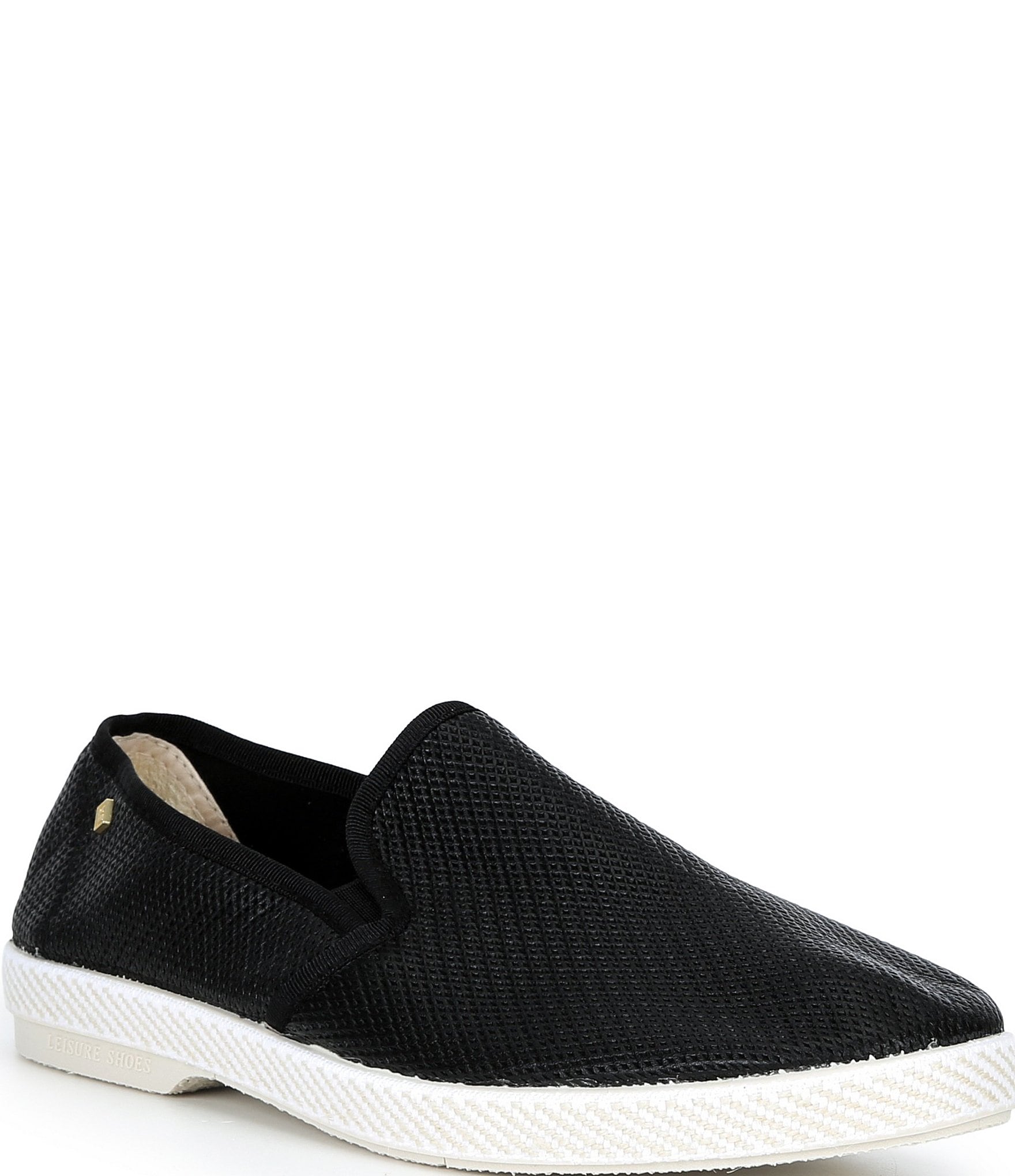 Rivieras Men's Leather Diamond Embossed Slip On Loafers