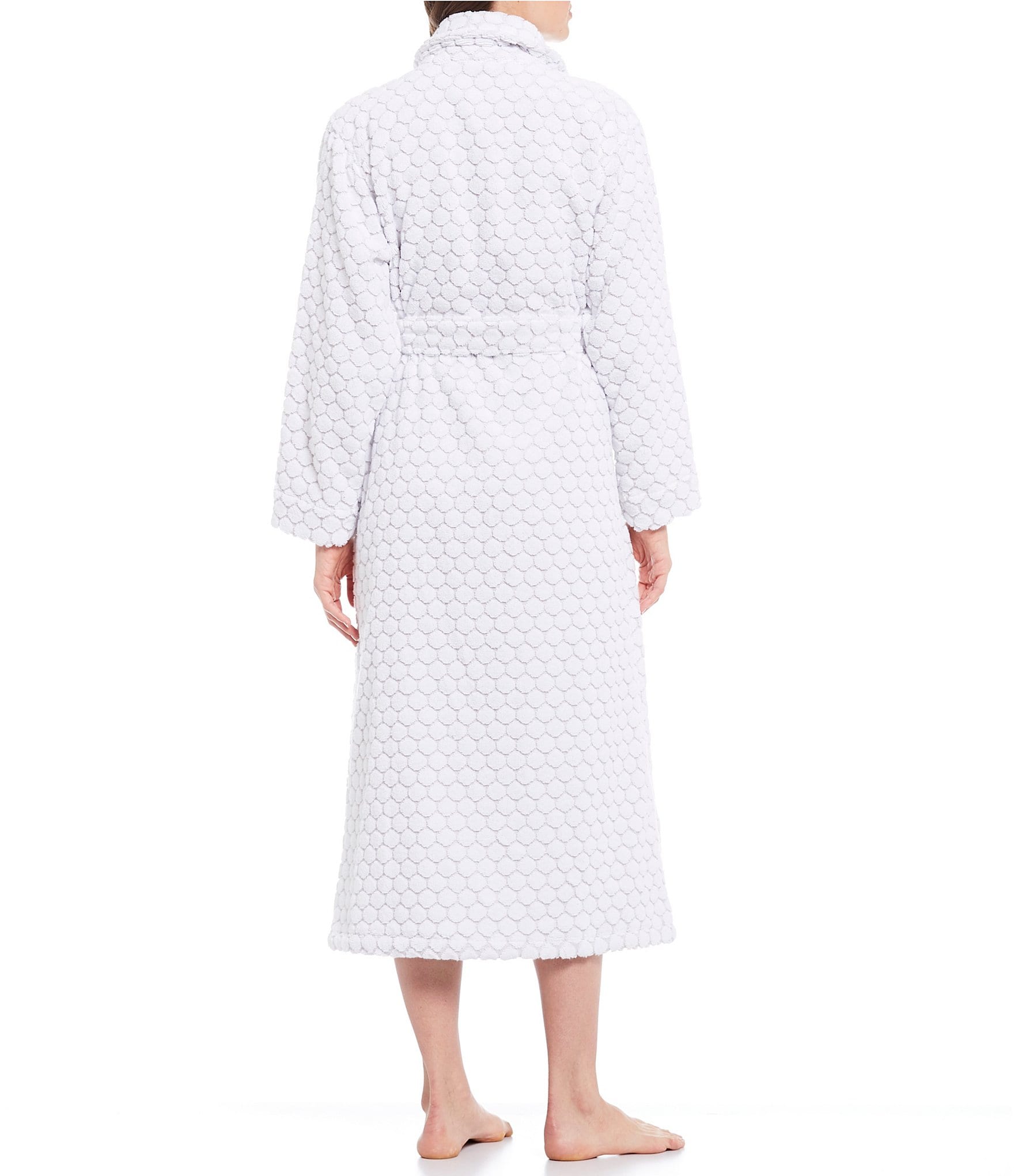 Sleep Sense Spa Dot Grey Long Terry Cozy Robe