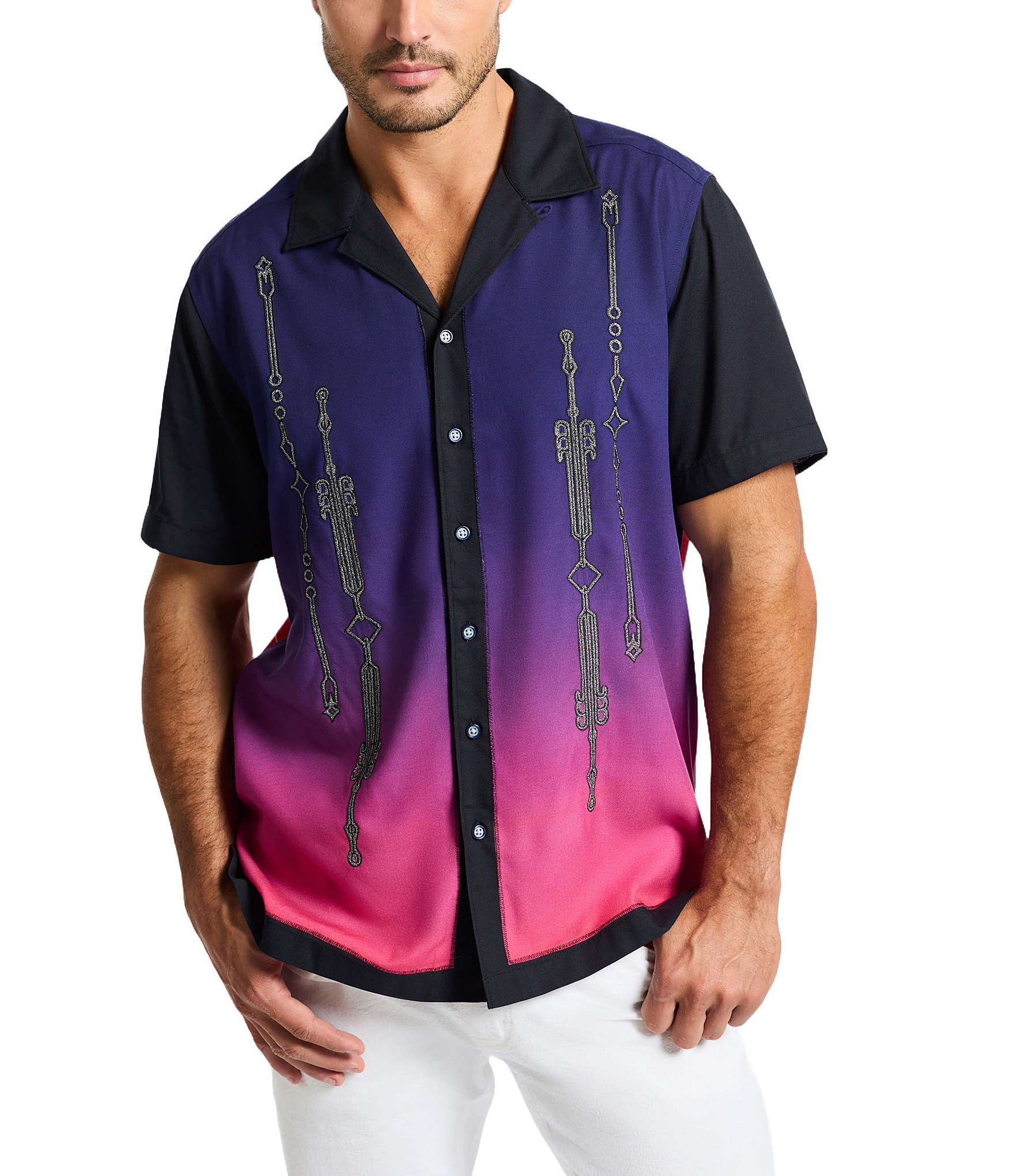 Robert Graham Sunset Rally Graphic Short Sleeve Woven Camp Shirt