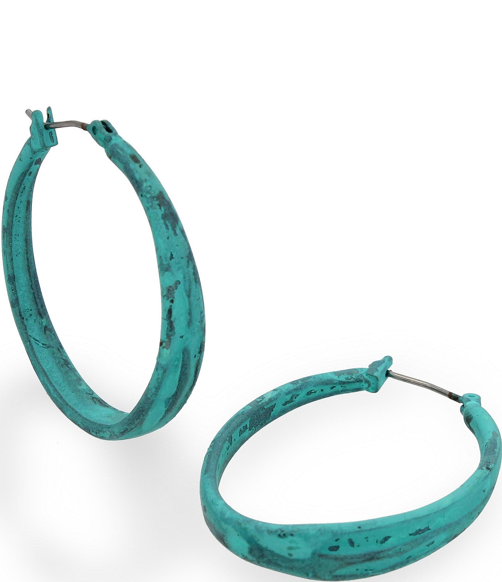 Robert Lee Morris Soho Blue Patina Textured Hoop Earrings