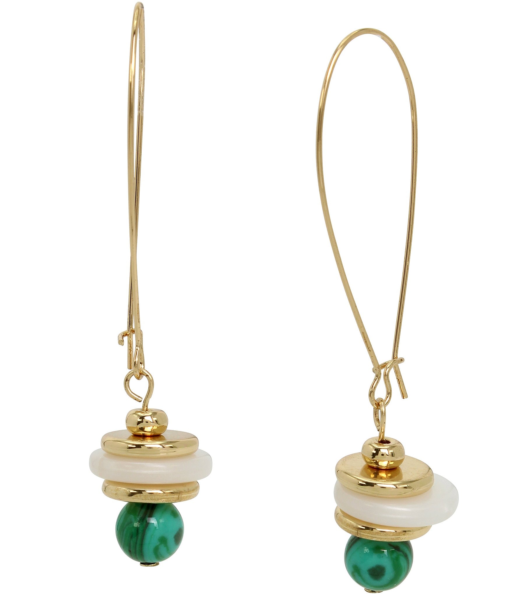 Robert Lee Morris Soho Malachite Mixed Beaded Dangle Drop Earrings