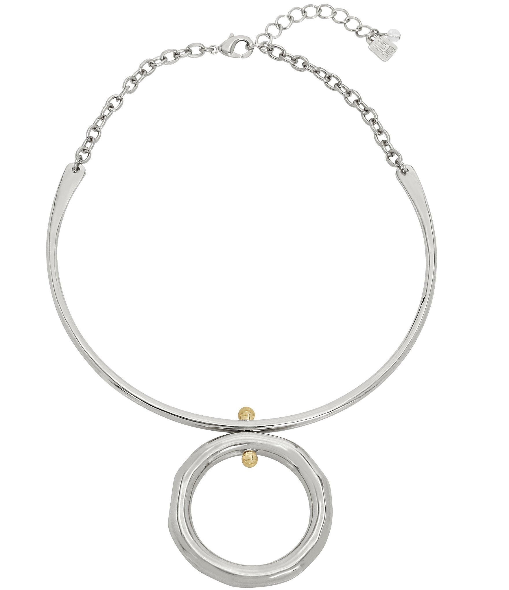 Robert Lee Morris Soho Open Circle Pendant Wire Statement Necklace