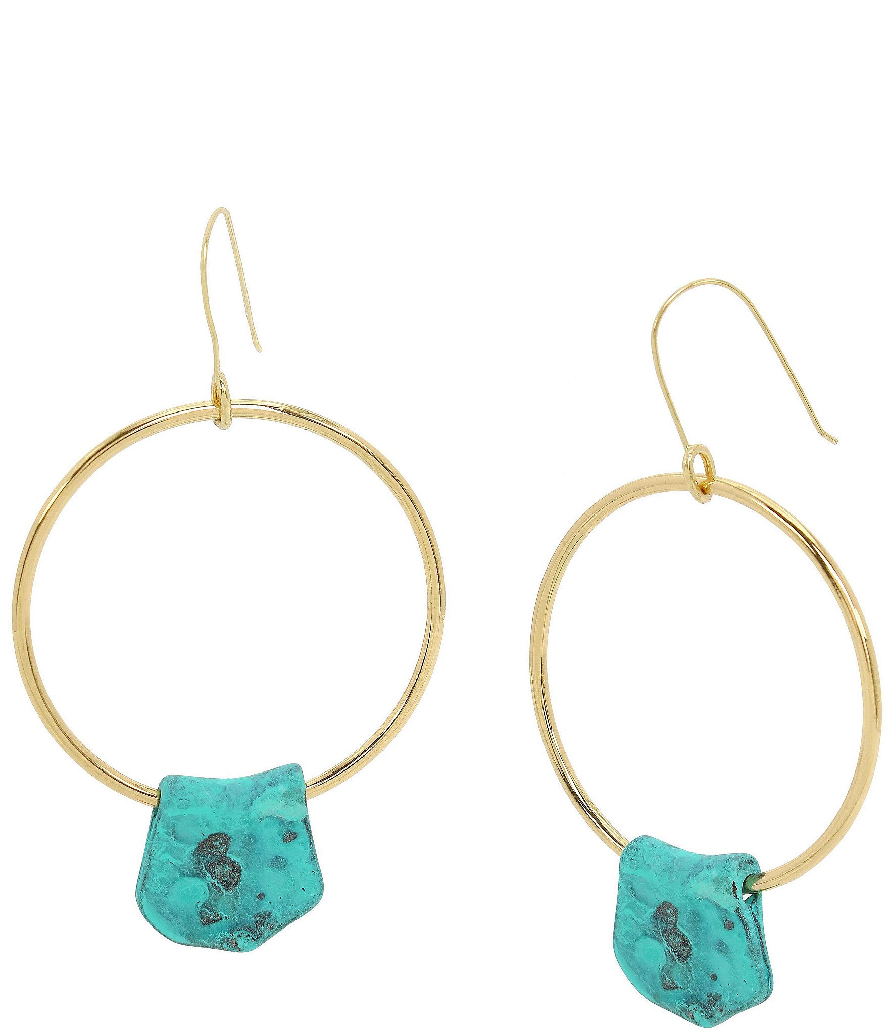 Robert Lee Morris Soho Patina Petal Charm Hoop Earrings