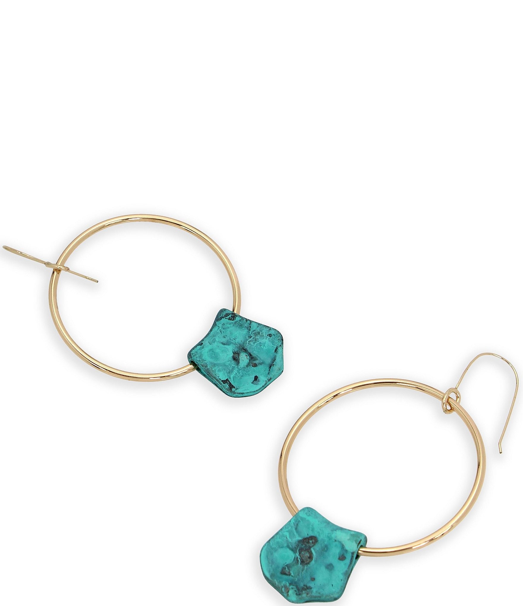 Robert Lee Morris Soho Patina Petal Charm Hoop Earrings