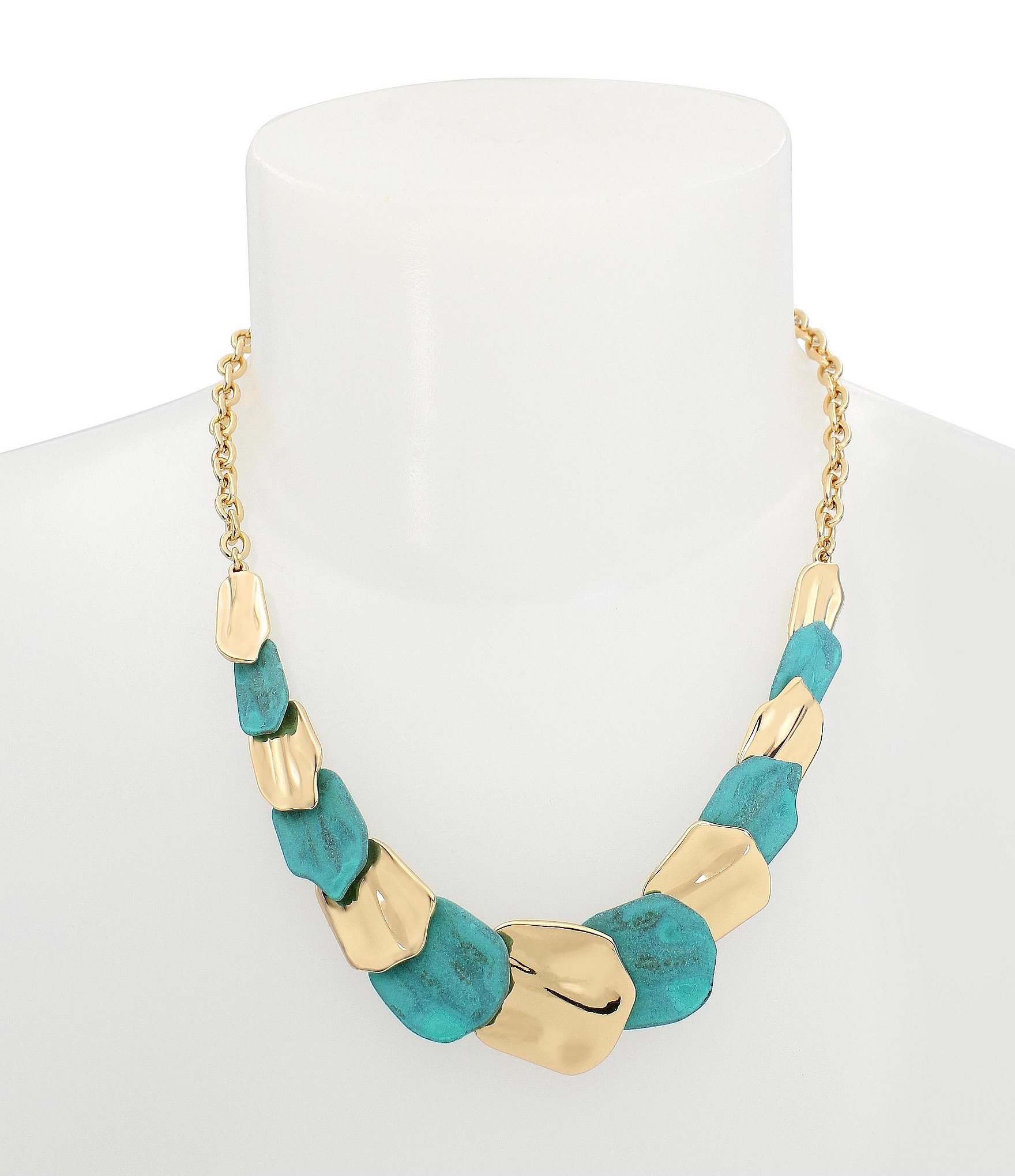 Robert Lee Morris Soho Patina Petal Layered Bib Collar Necklace