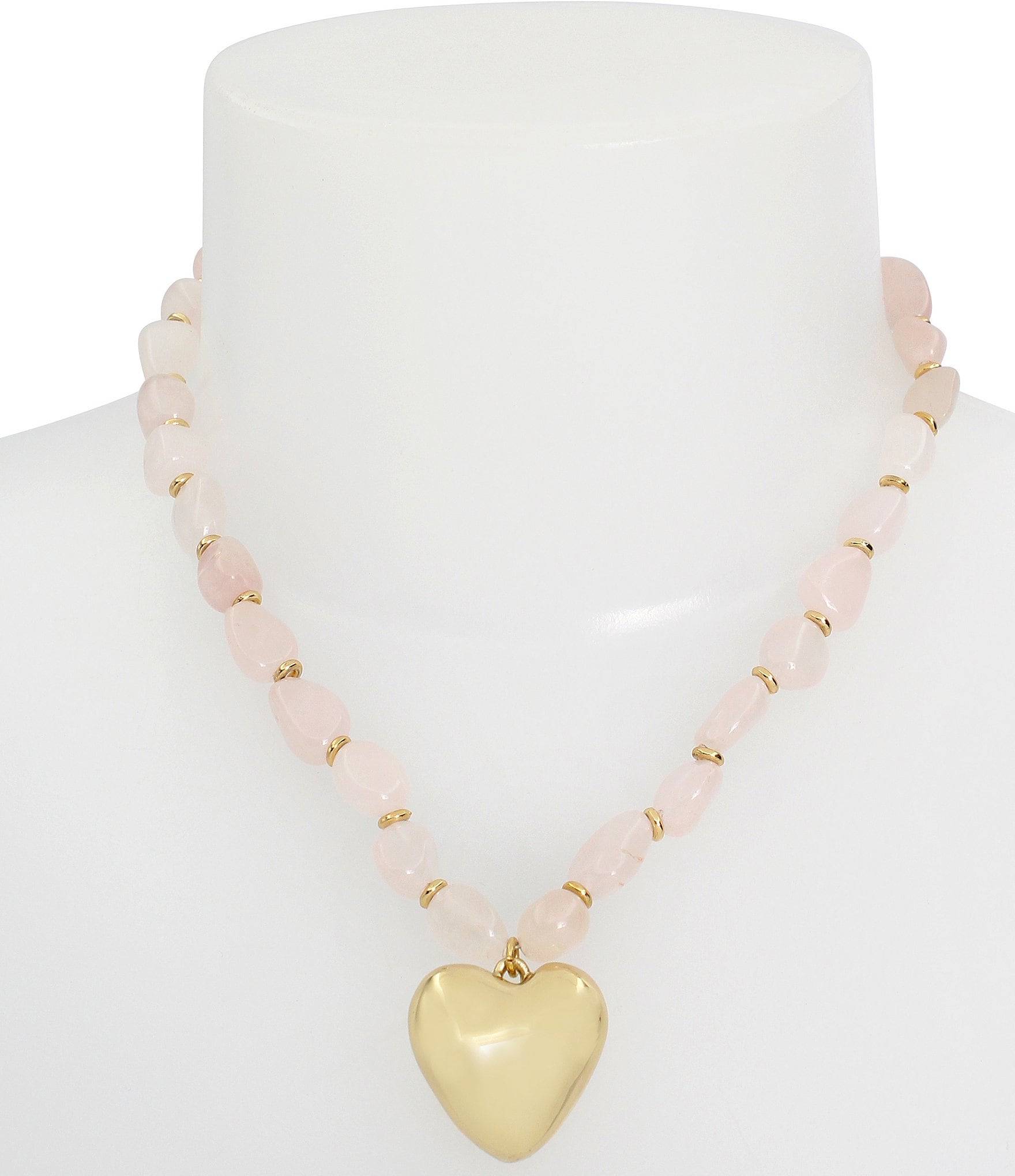 Robert Lee Morris Soho Rose Quartz Heart Short Pendant Necklace