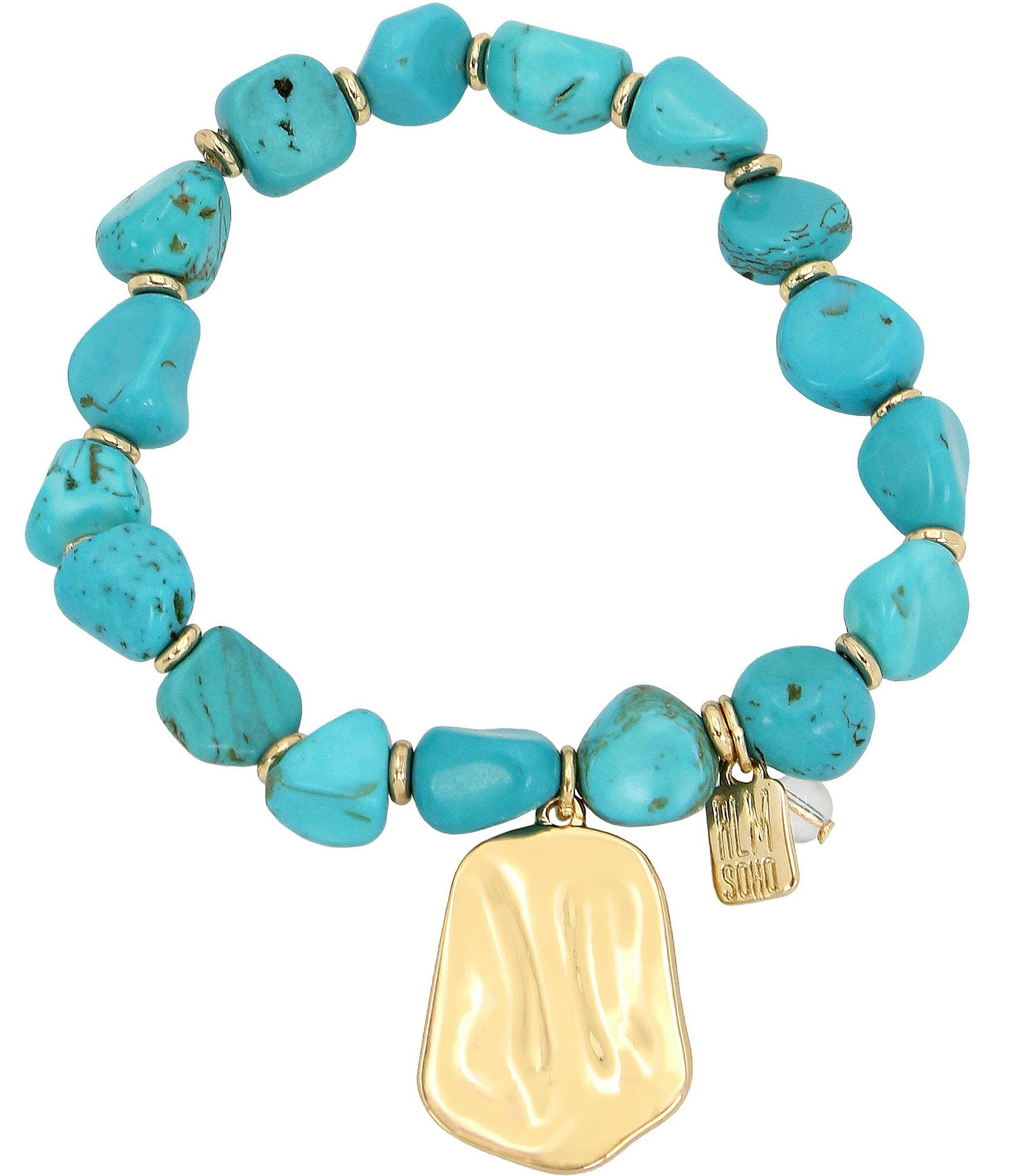 Robert Lee Morris Soho Textured Charm Turquoise Stretch Bracelet