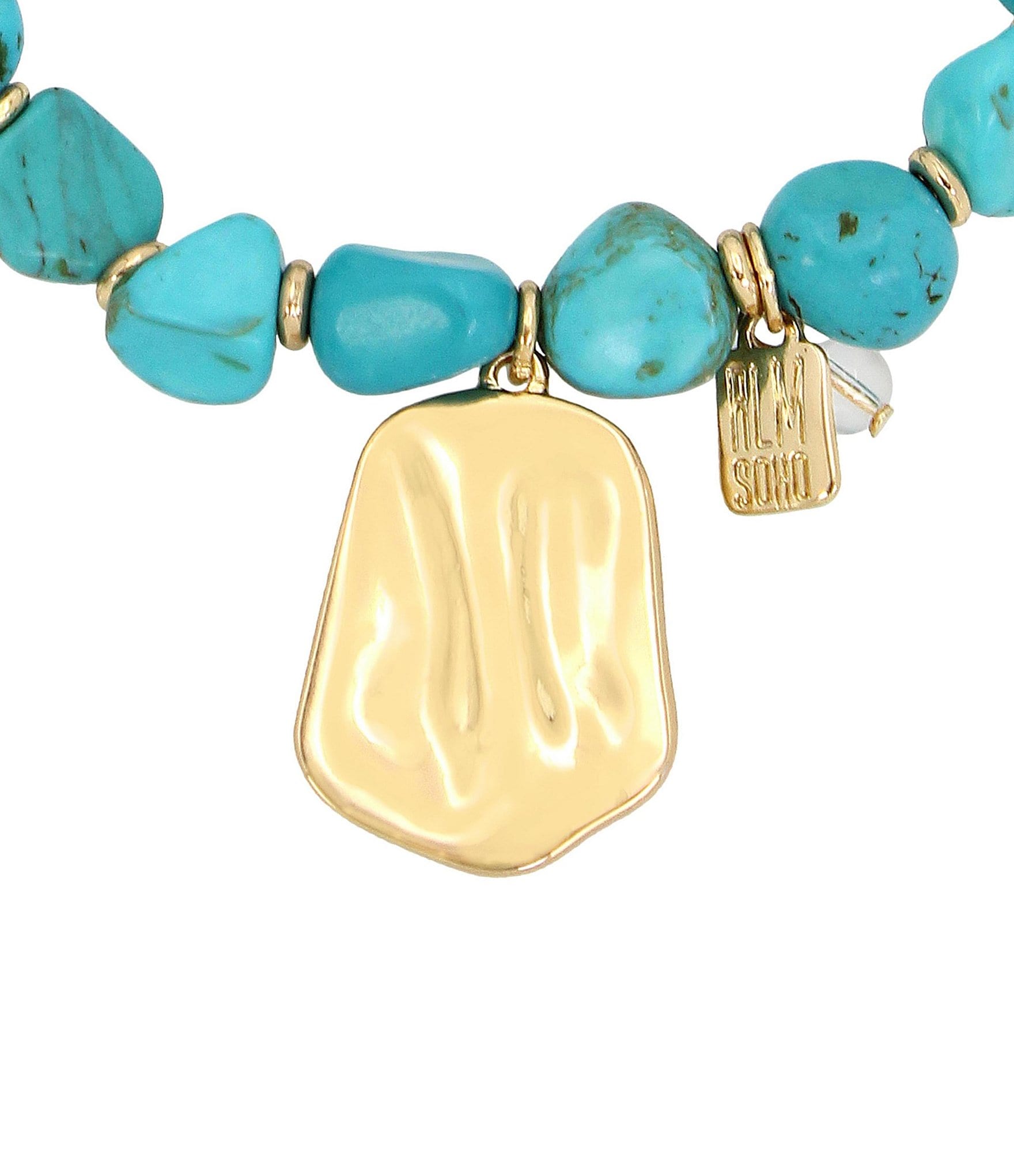 Robert Lee Morris Soho Textured Charm Turquoise Stretch Bracelet