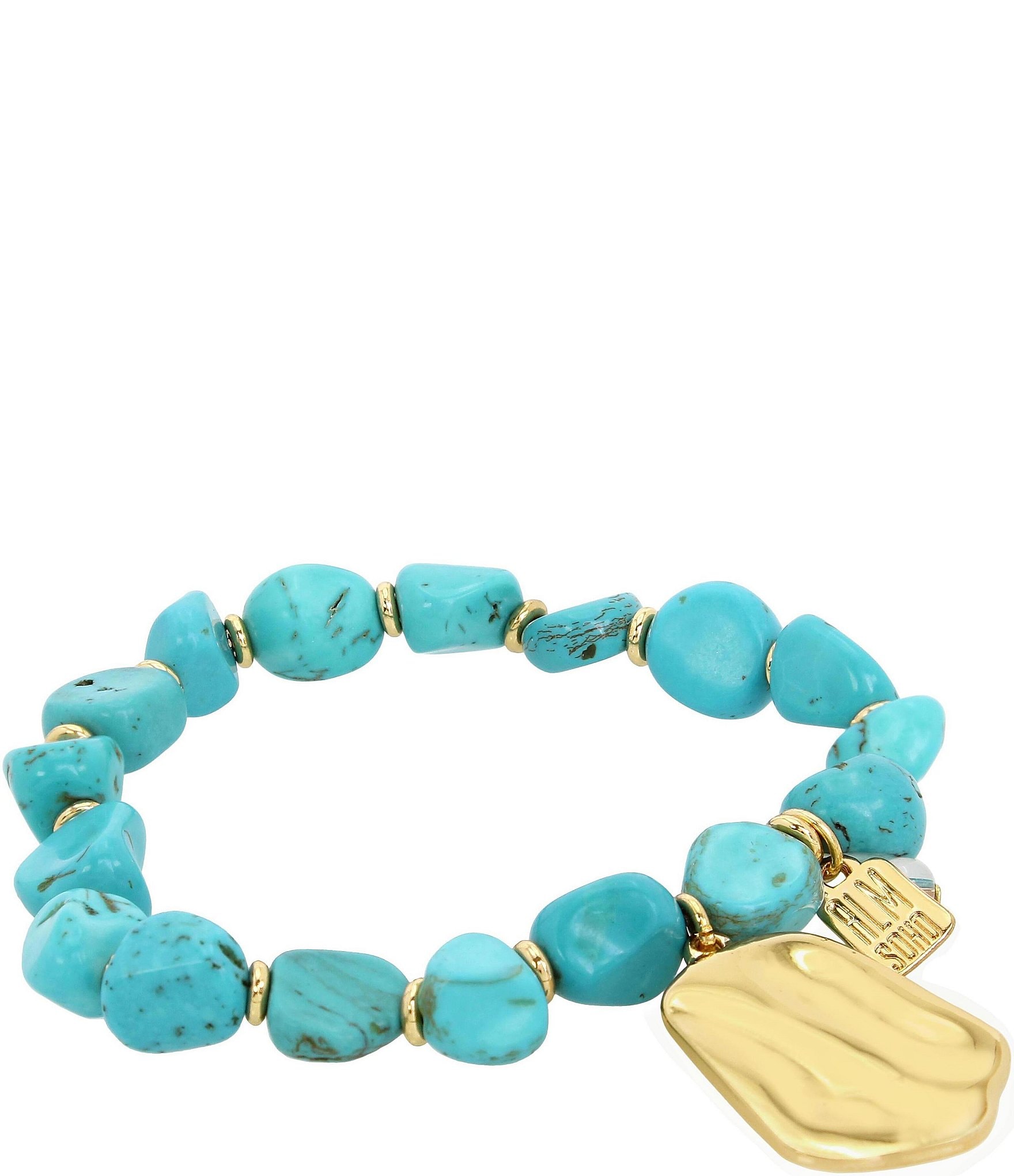 Robert Lee Morris Soho Textured Charm Turquoise Stretch Bracelet