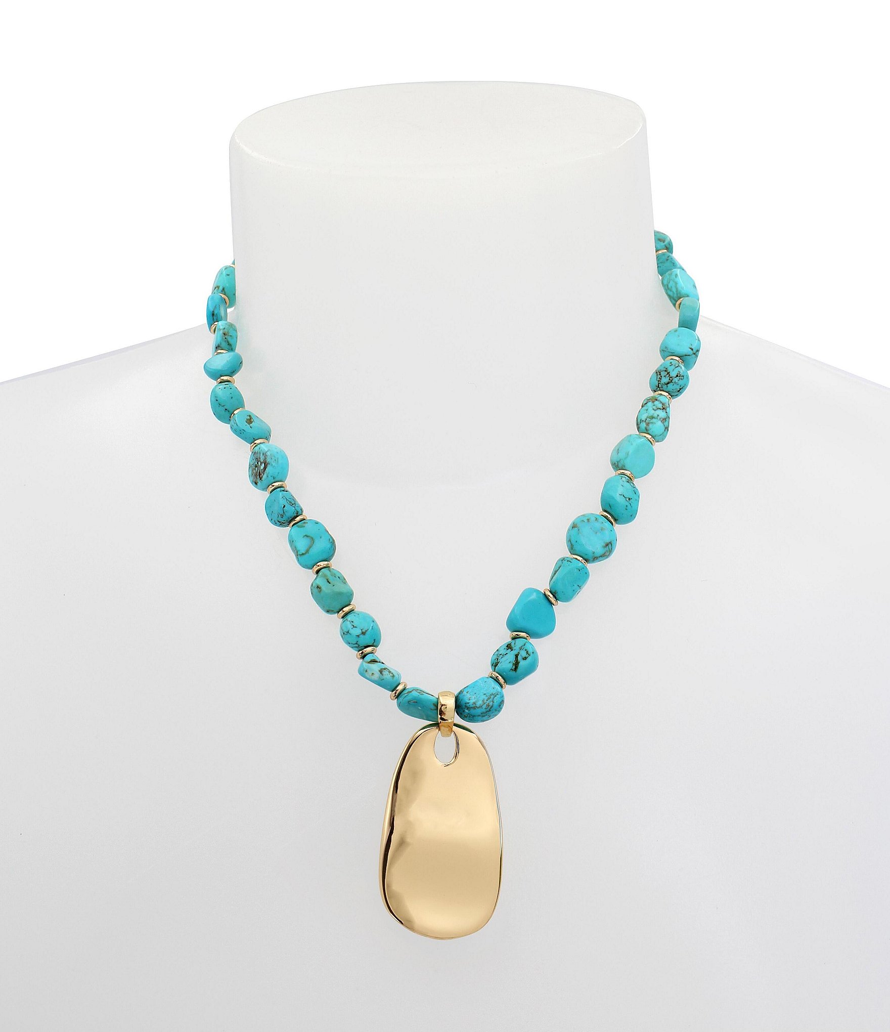 Robert Lee Morris Soho Turquoise Petal Short Pendant Necklace