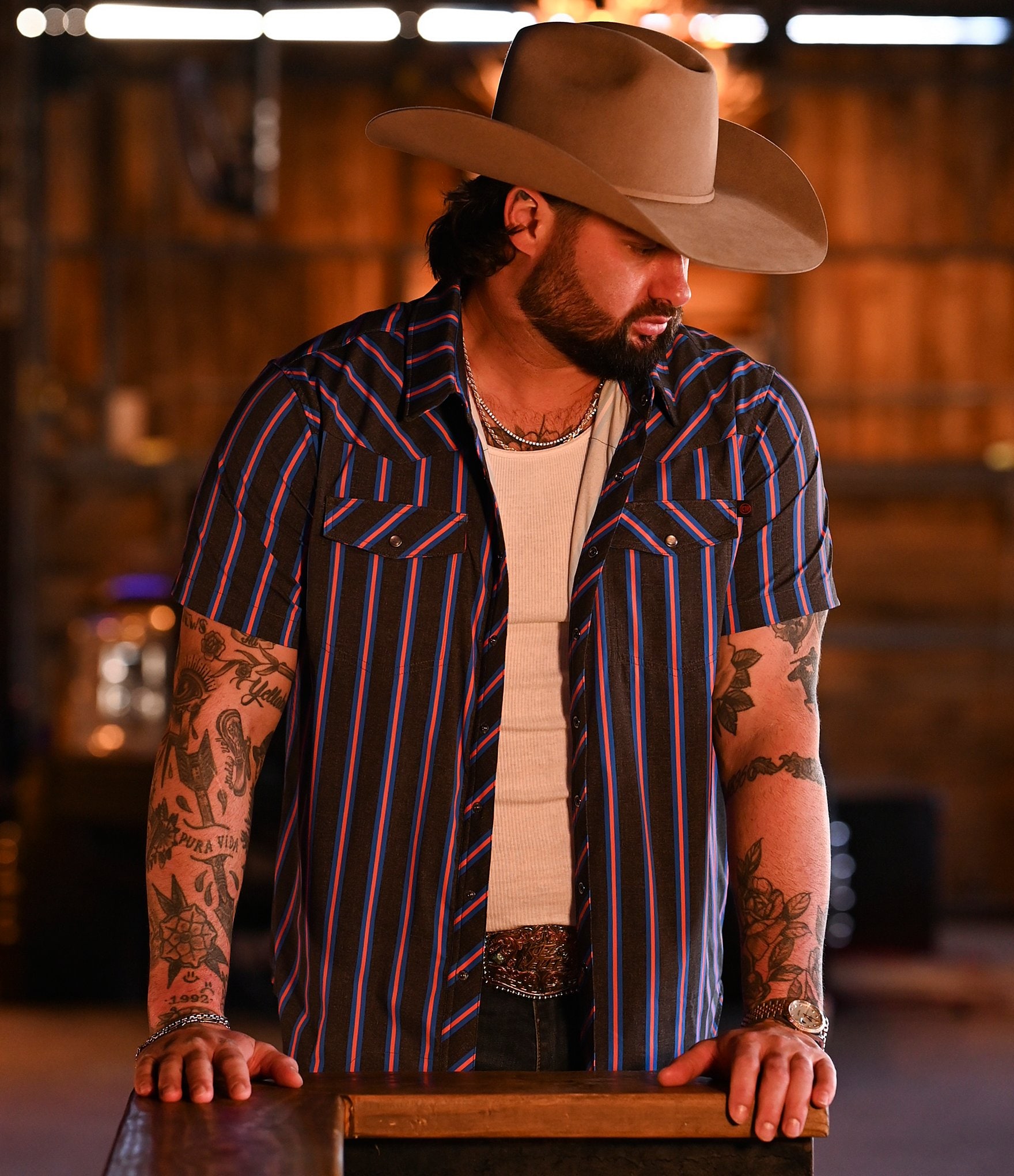 Rock & Roll Denim Koe Wetzel x Rock & Roll TEK Western Stripe Woven Shirt