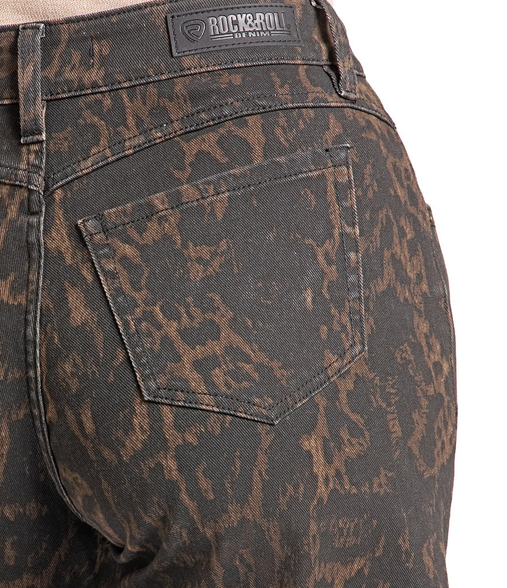 Rock & Roll Denim Leopard Print Barrell Leg Crop Jeans