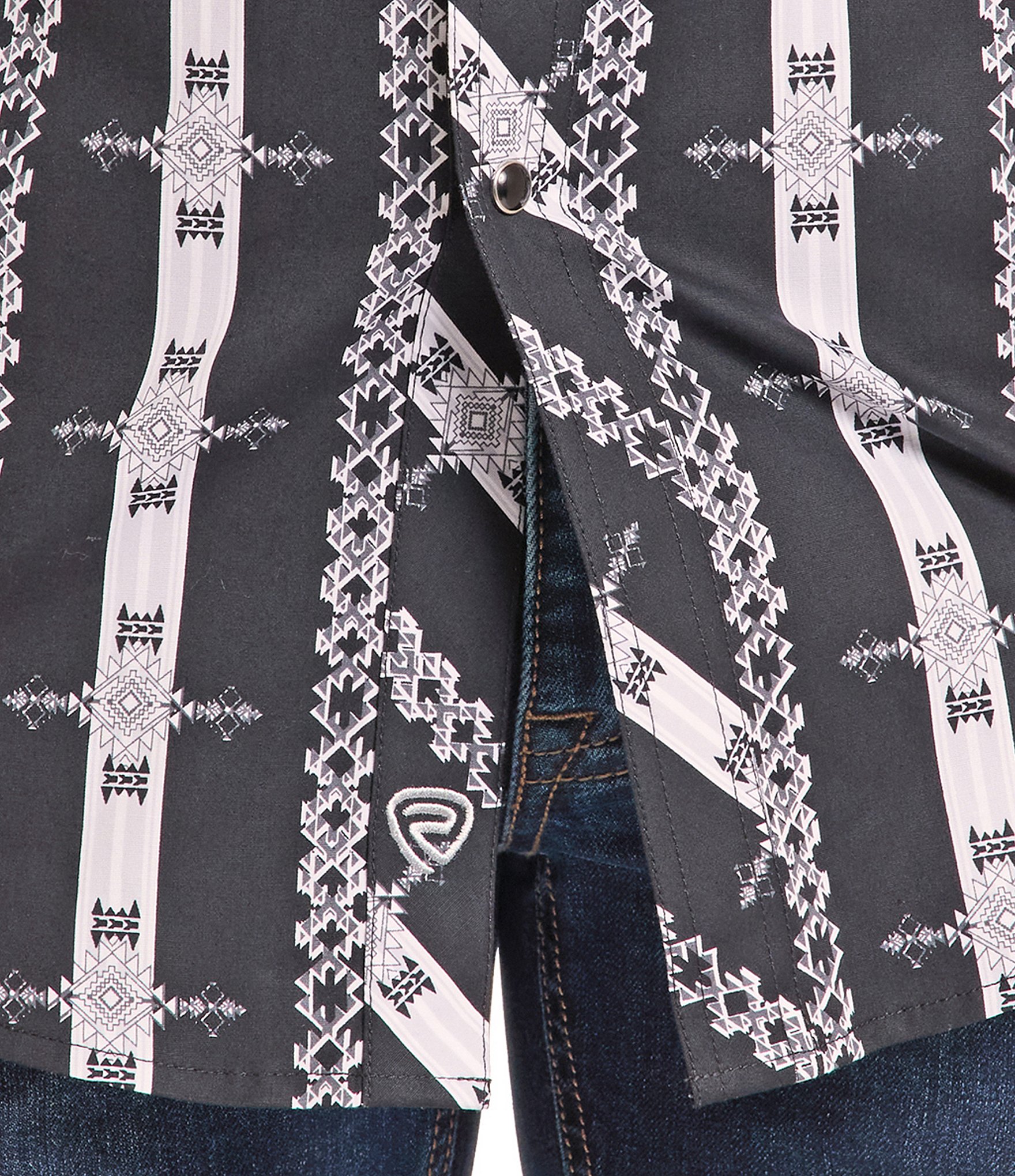 Rock & Roll Denim Printed Snap Front Woven Western Shirt