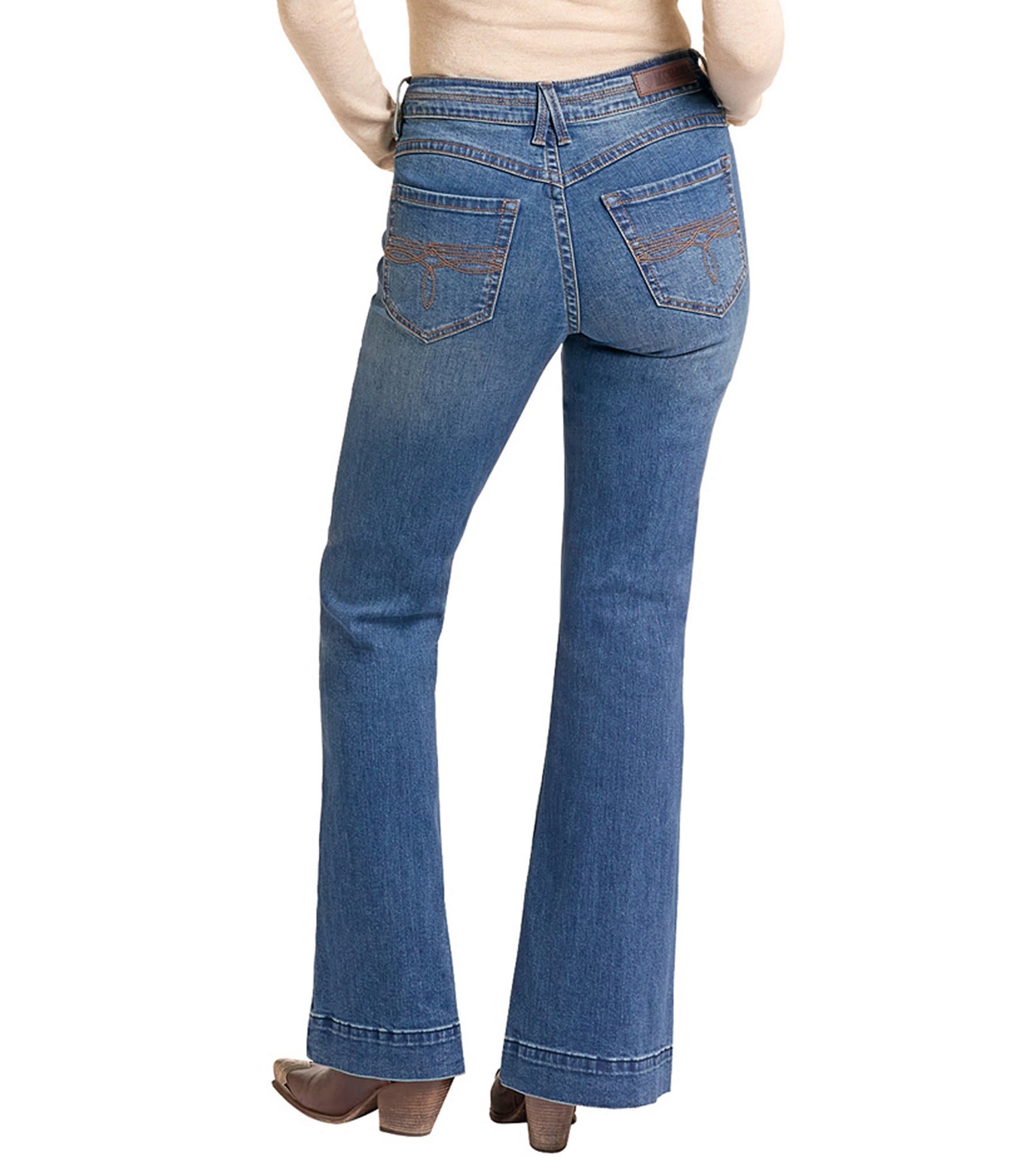Rock & Roll Stretch Denim High Rise Double Waistband Bootcut Jeans