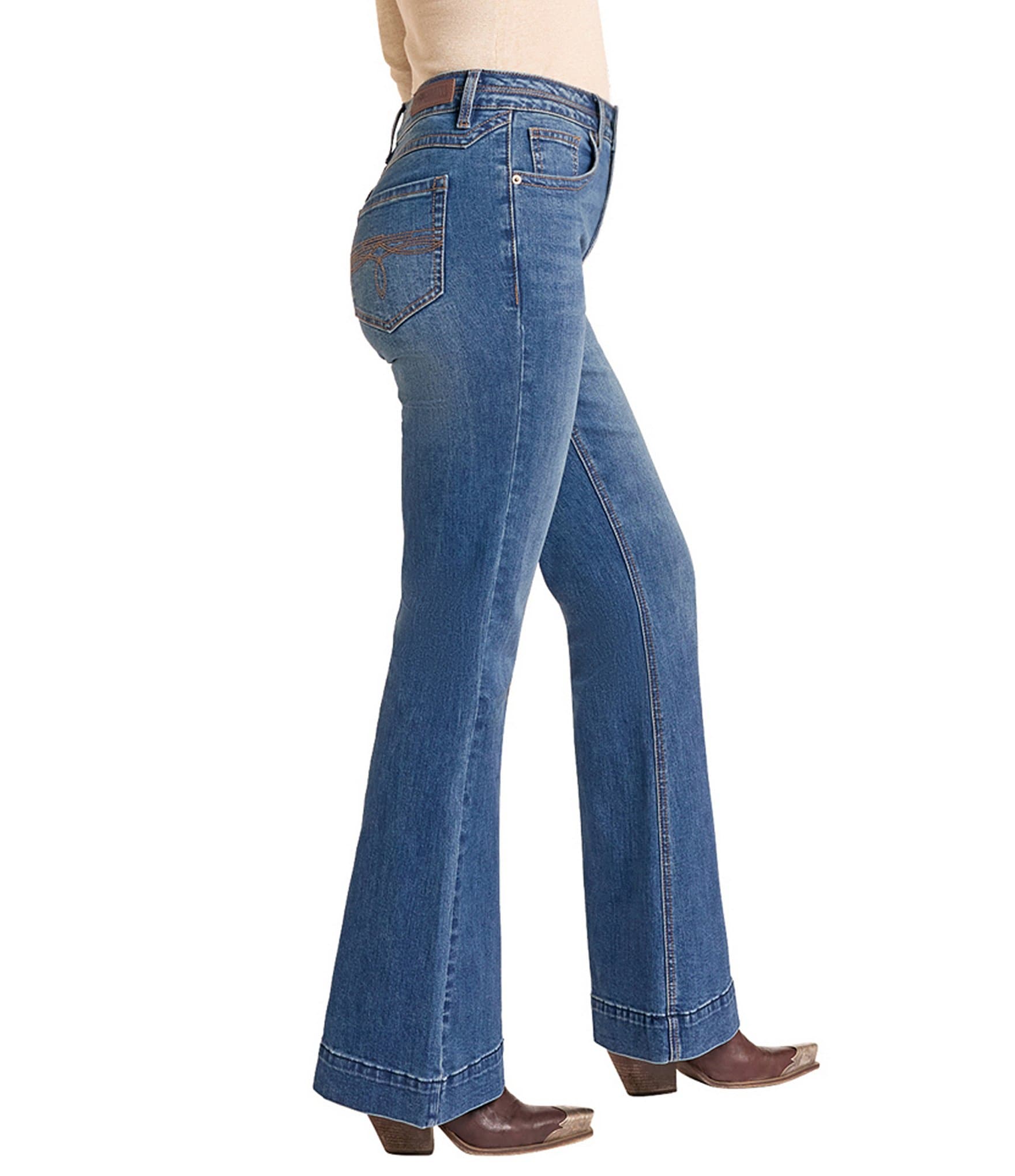 Rock & Roll Stretch Denim High Rise Double Waistband Bootcut Jeans