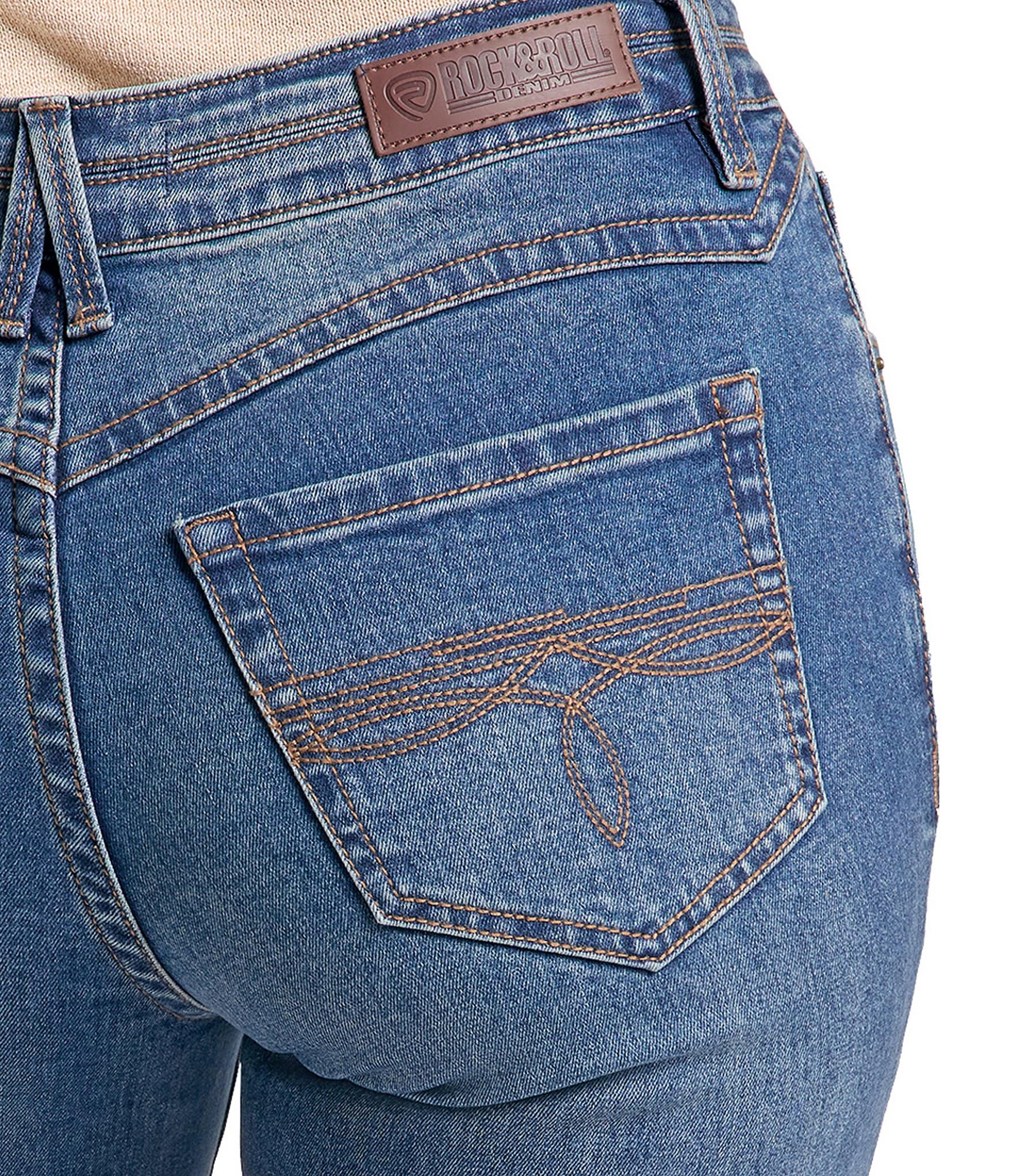 Rock & Roll Stretch Denim High Rise Double Waistband Bootcut Jeans
