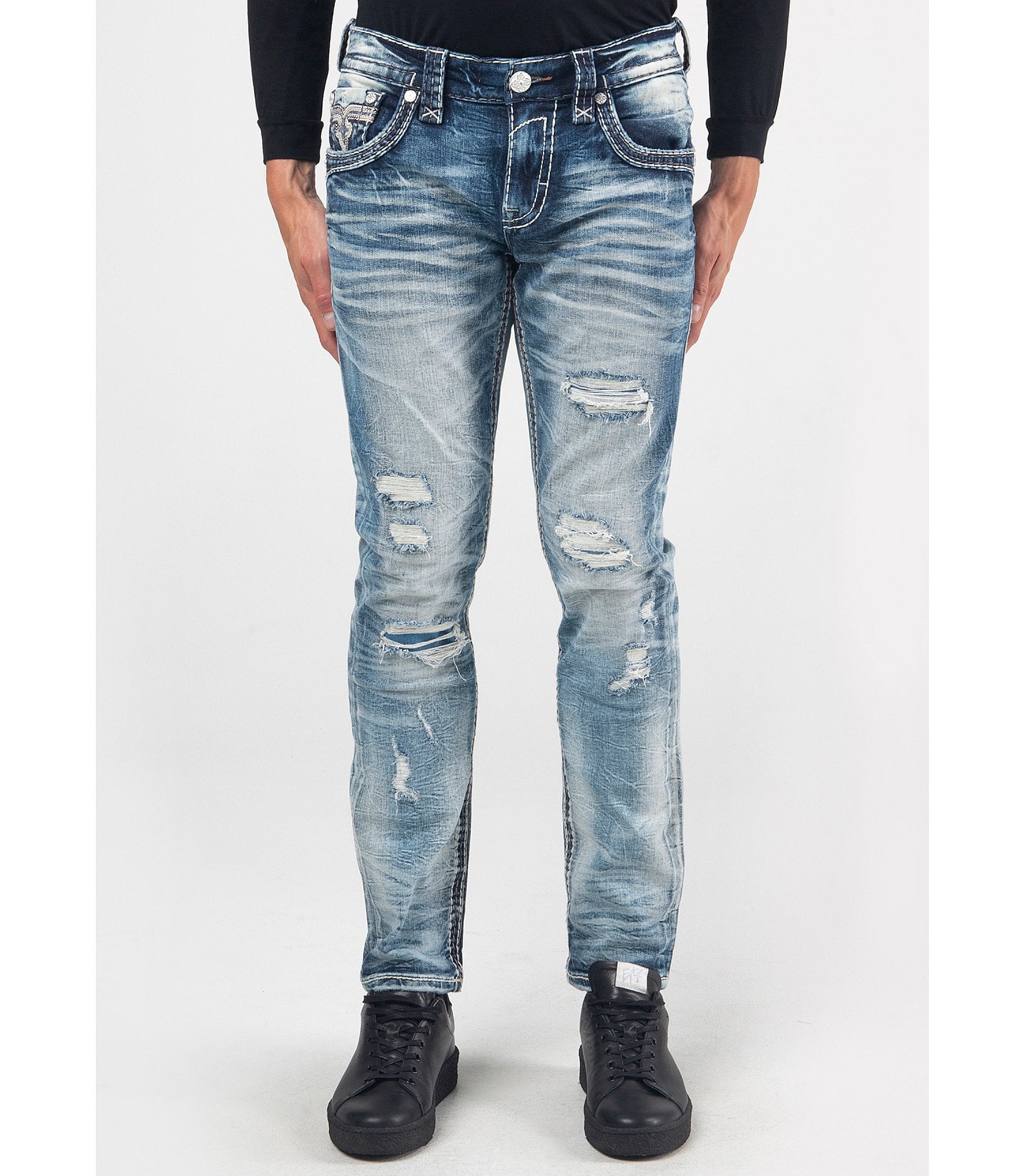 Rock Revival Talan A203 Alt Straight Double R Logo Denim Jeans