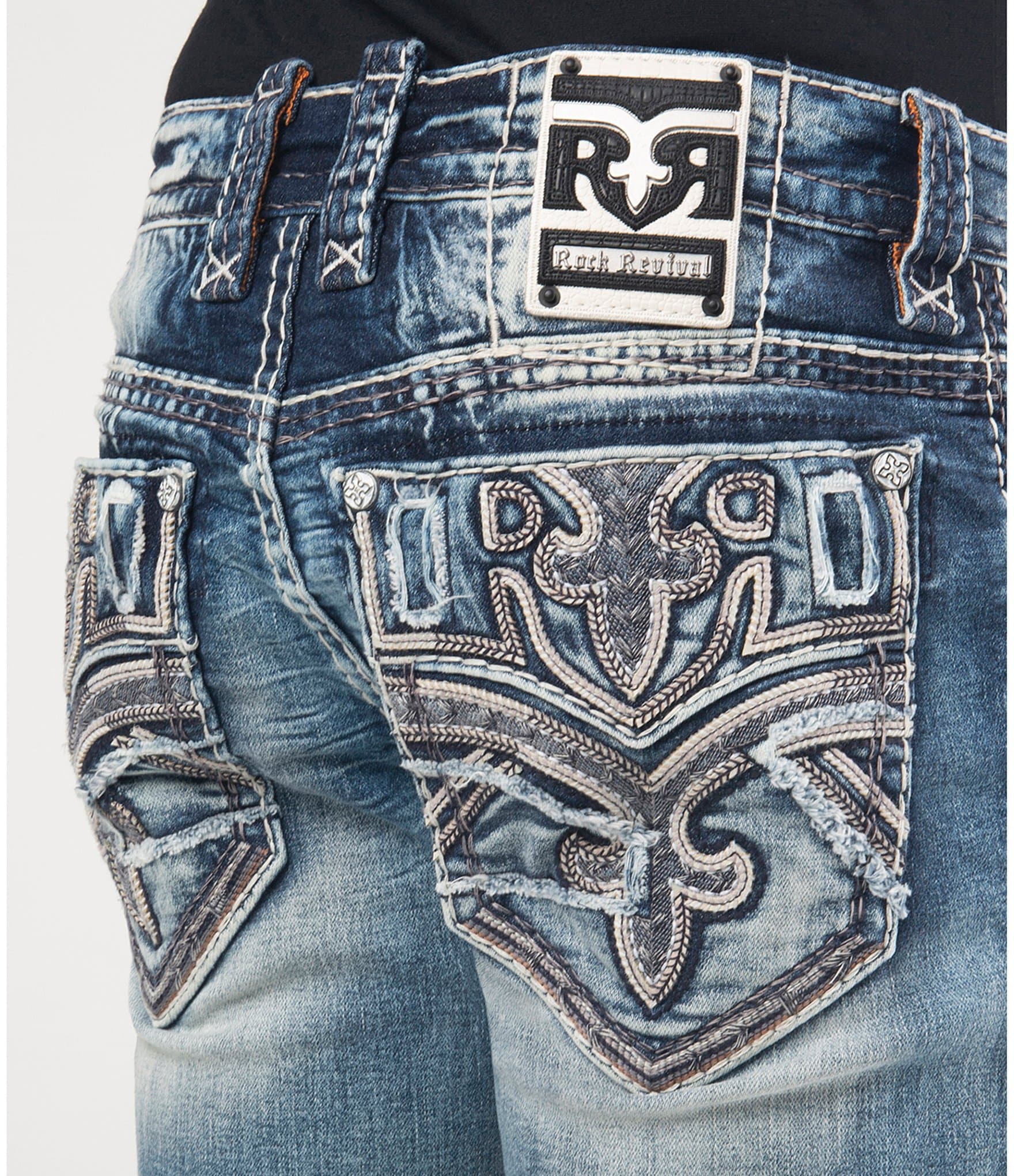 Rock Revival Talan A203 Alt Straight Double R Logo Denim Jeans