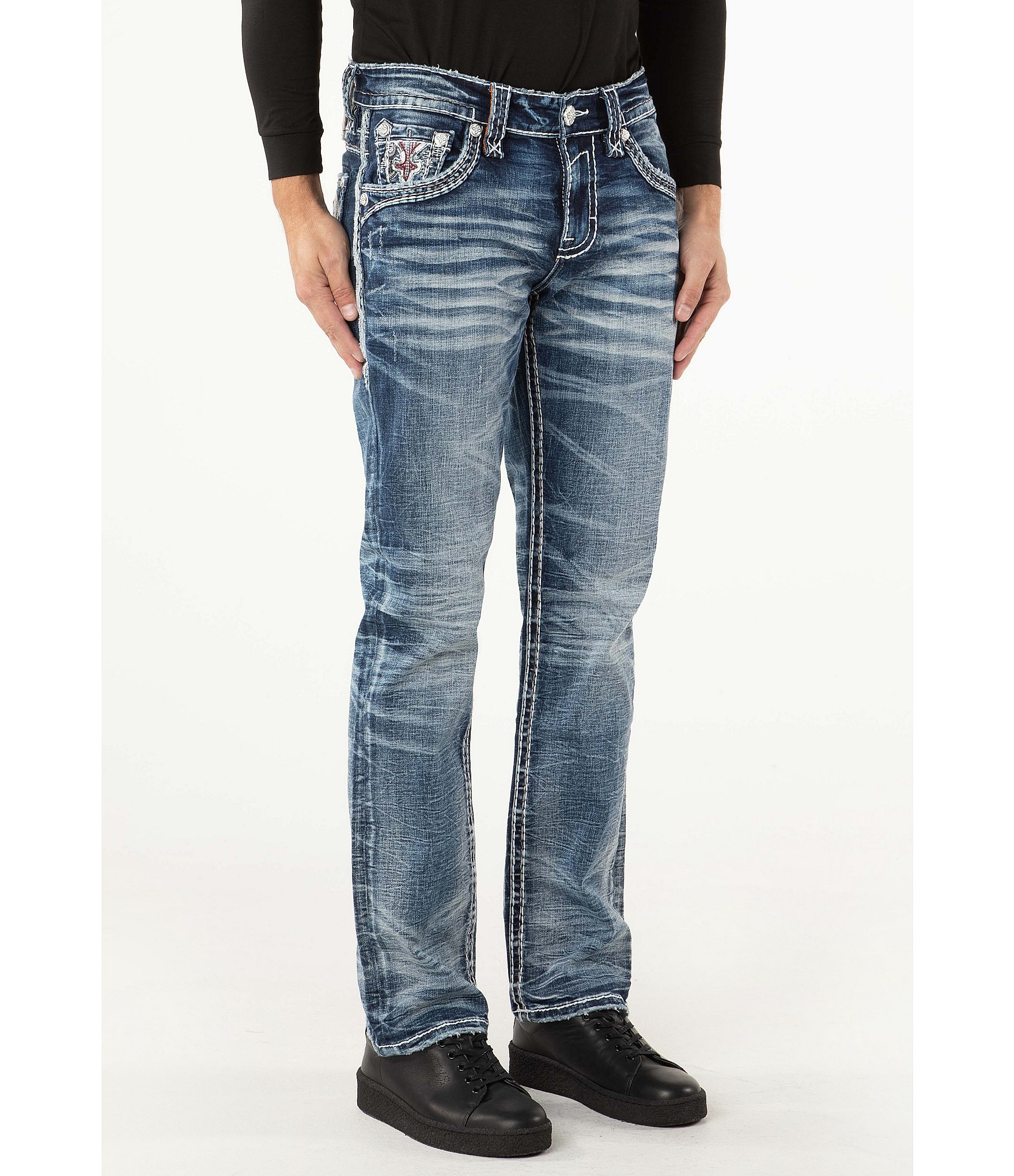 Rock Revival Benjey Straight Leg Embroidered Jeans