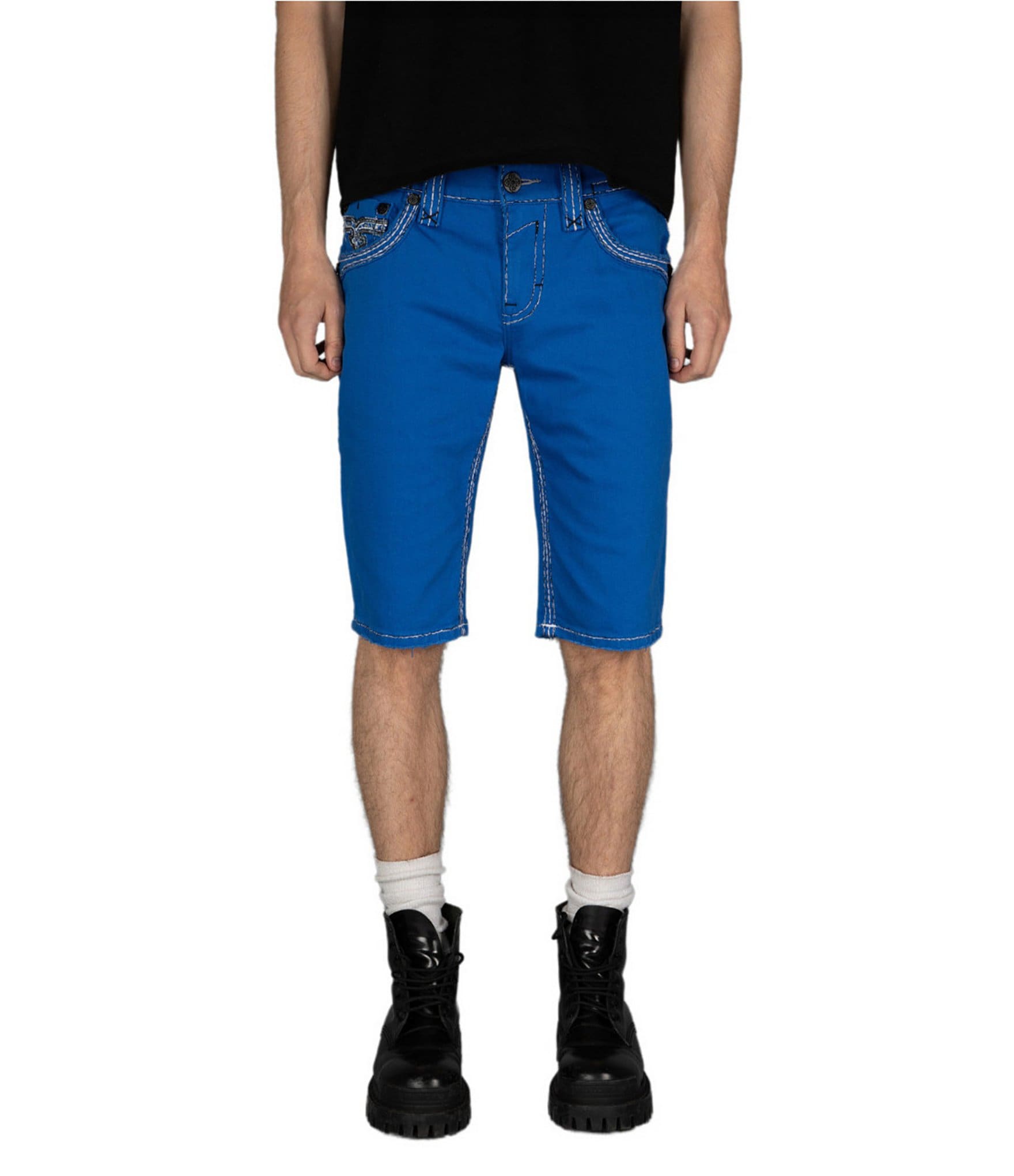 Rock Revival Brayen Fleur De Lis-Pocket 13.5#double; Denim Shorts