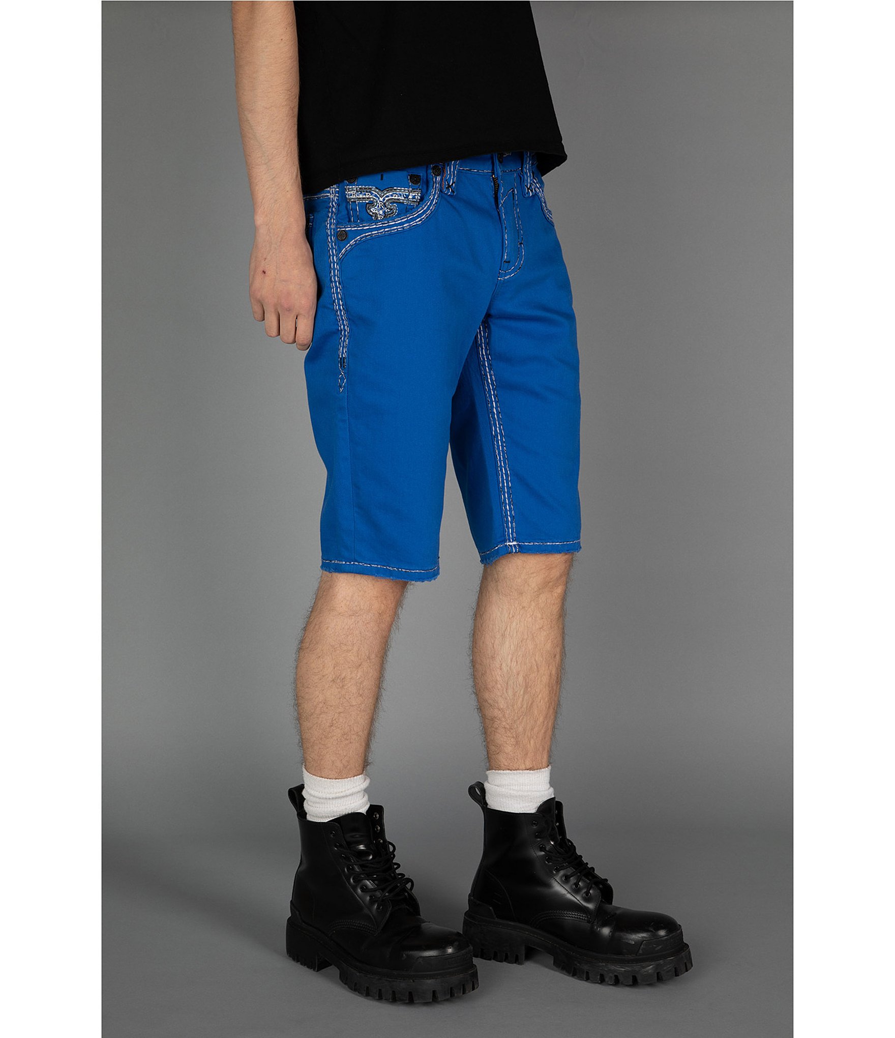 Rock Revival Brayen Fleur De Lis-Pocket 13.5#double; Denim Shorts