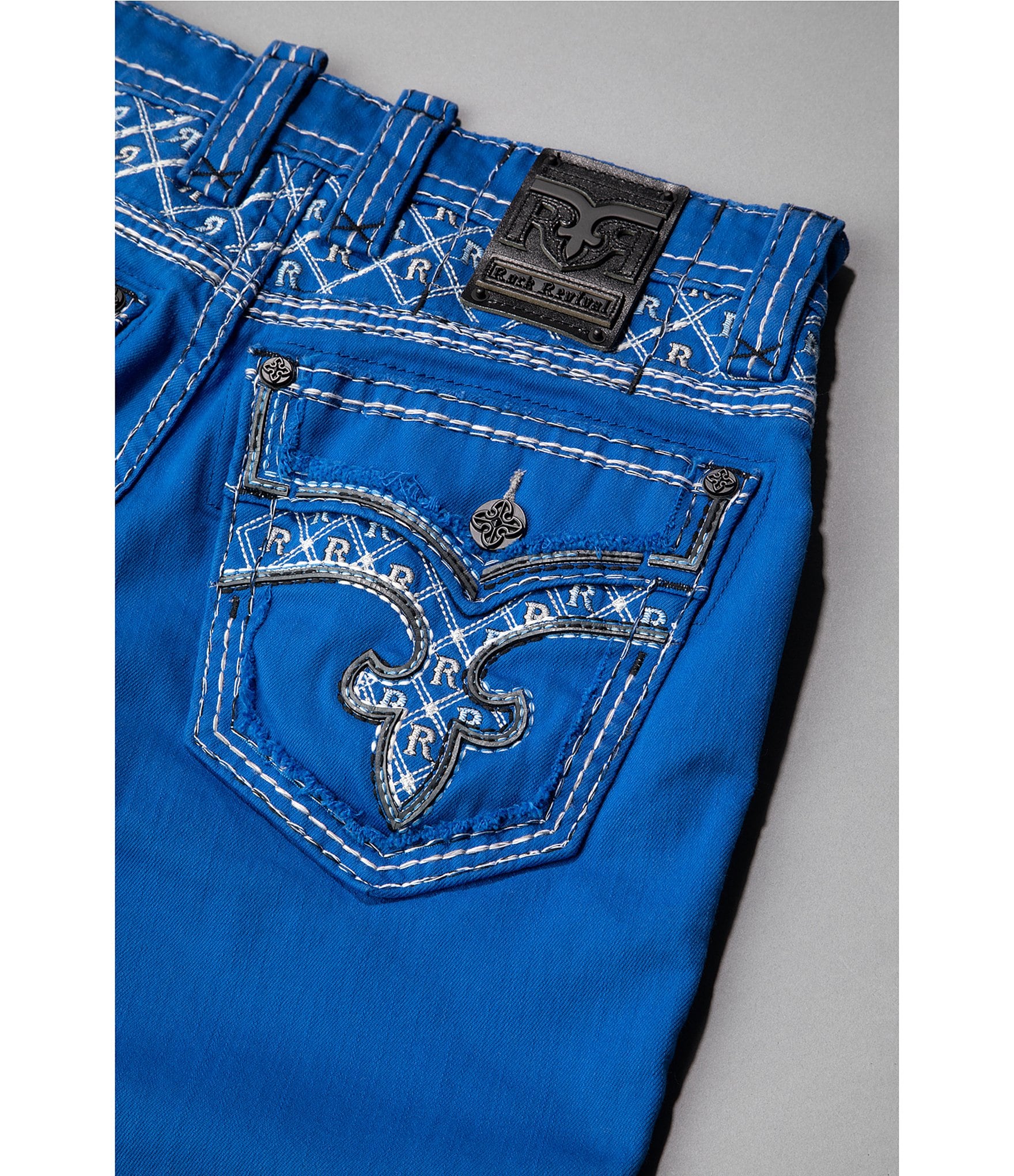Rock Revival Brayen Fleur De Lis-Pocket 13.5#double; Denim Shorts