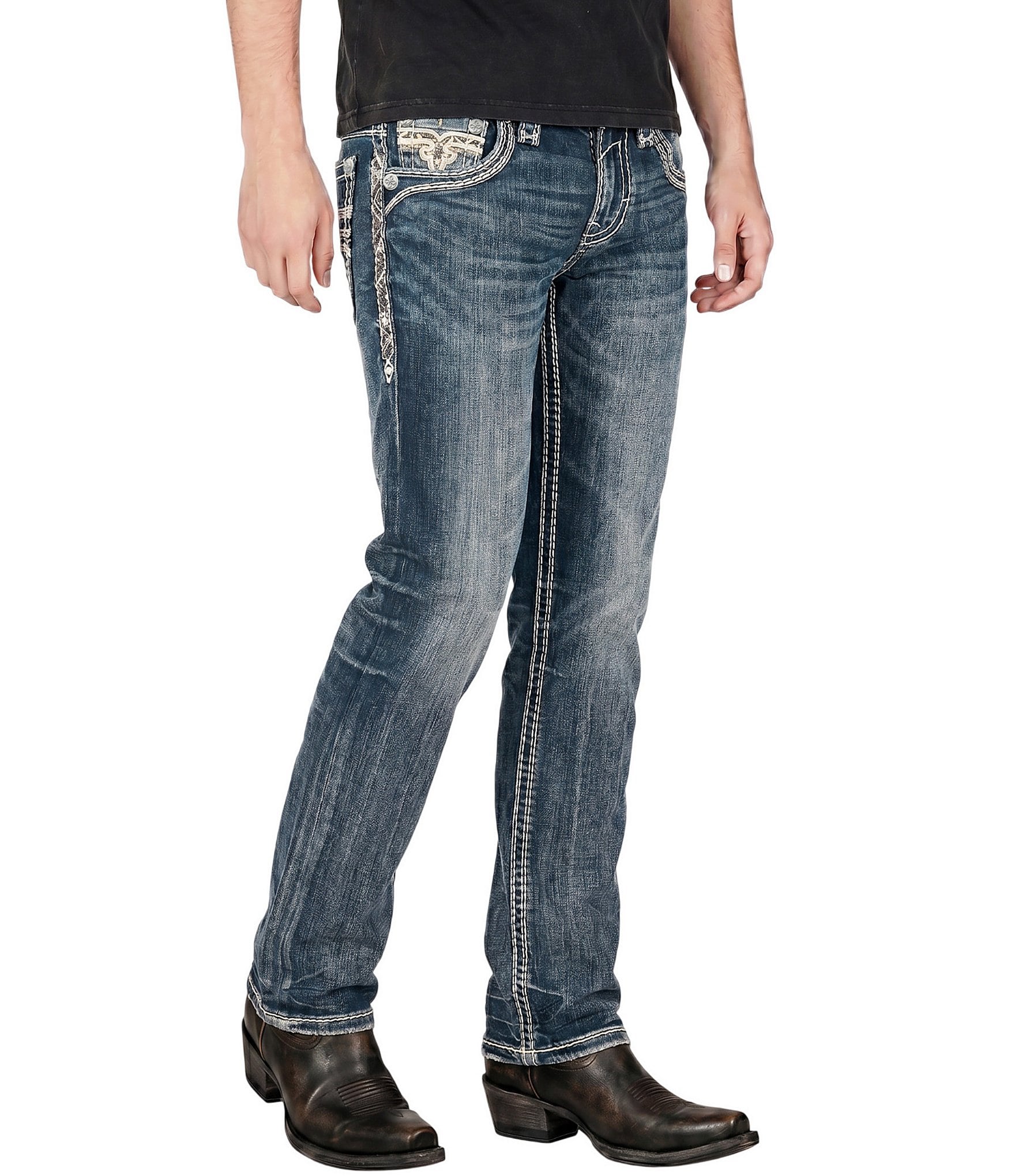 Rock Revival Brayen Straight Fit Fleur-De-Lis Jeans