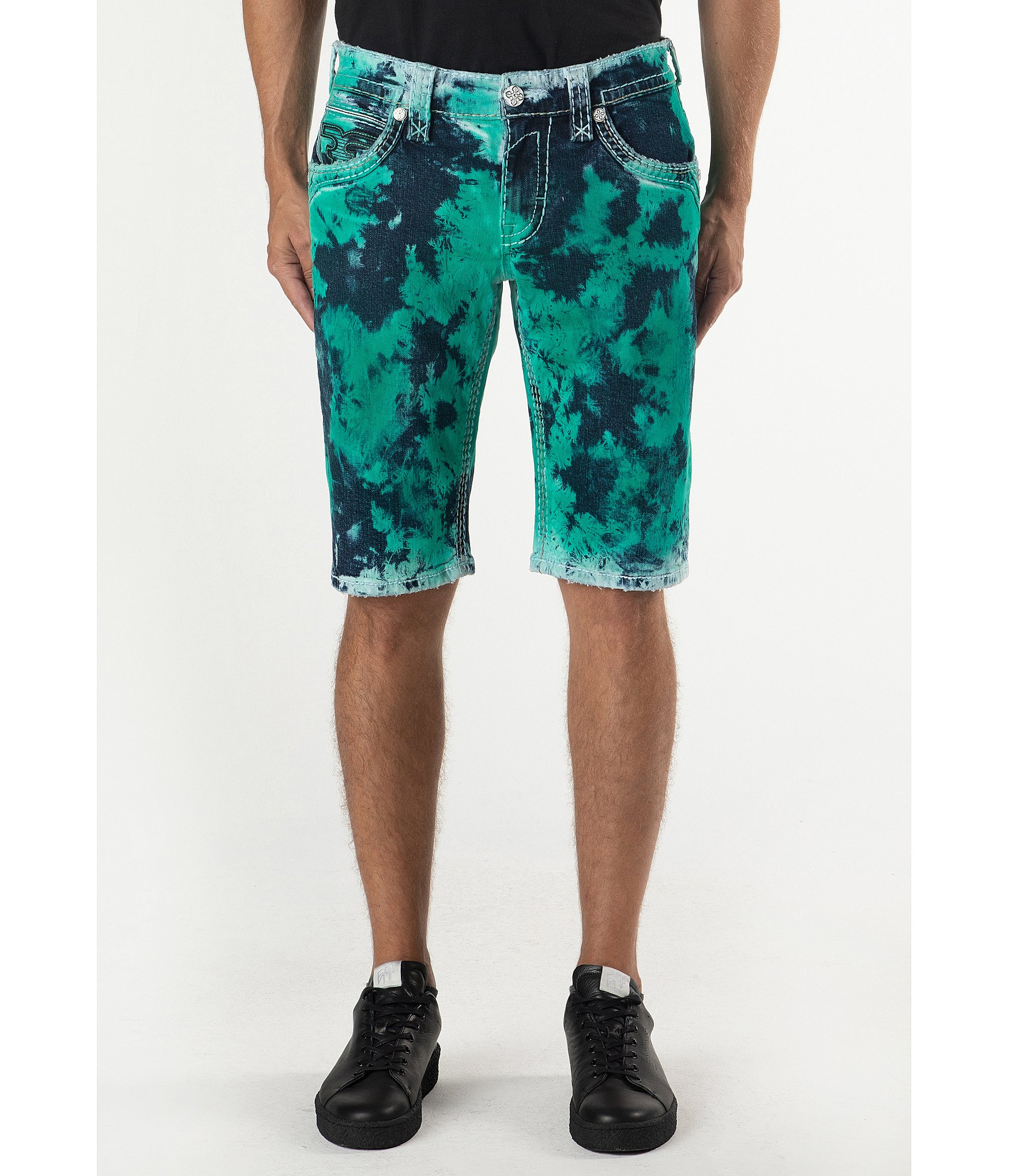 Rock Revival Brayen Tye-Dye 14#double; Inseam Shorts