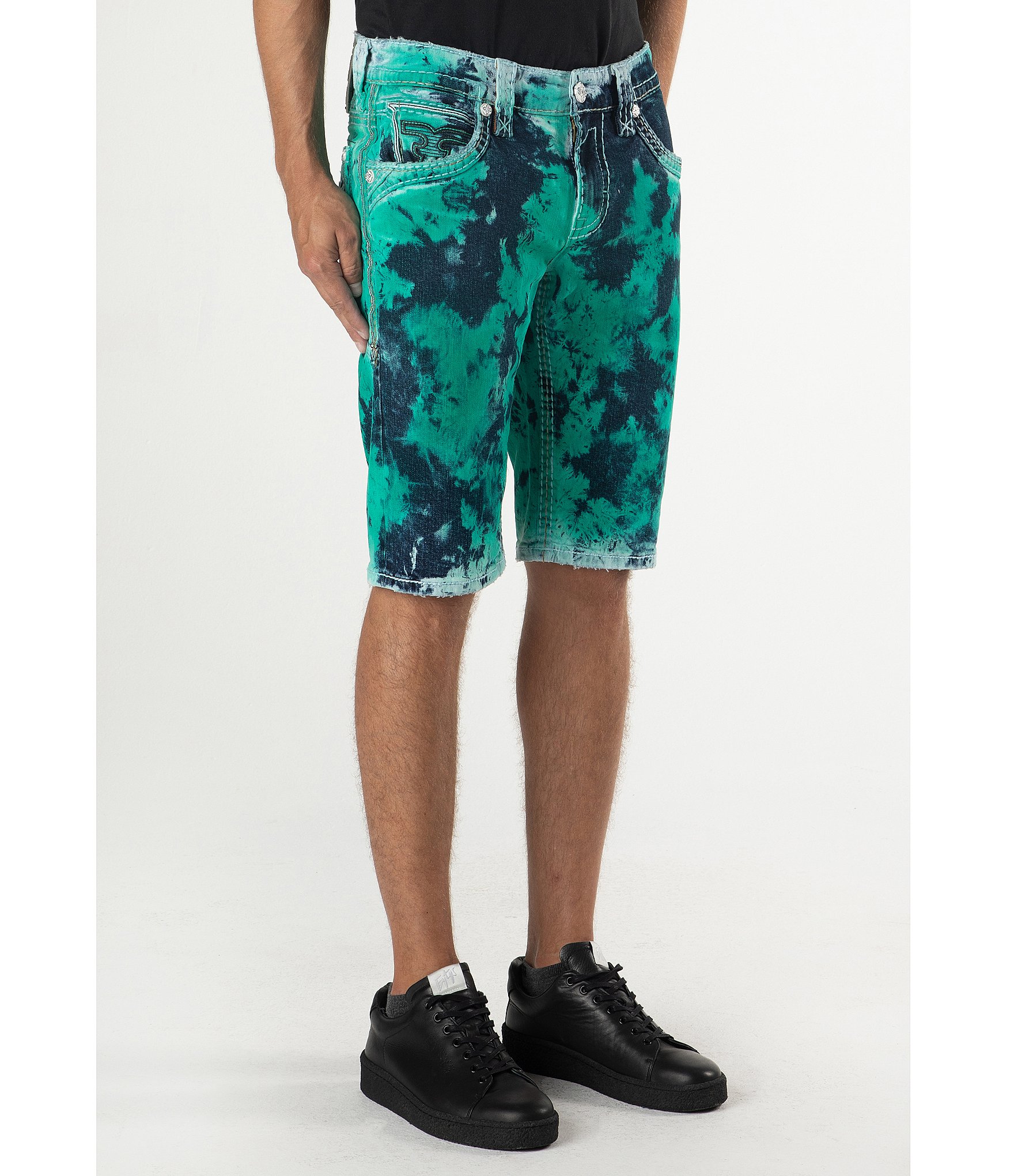 Rock Revival Brayen Tye-Dye 14#double; Inseam Shorts