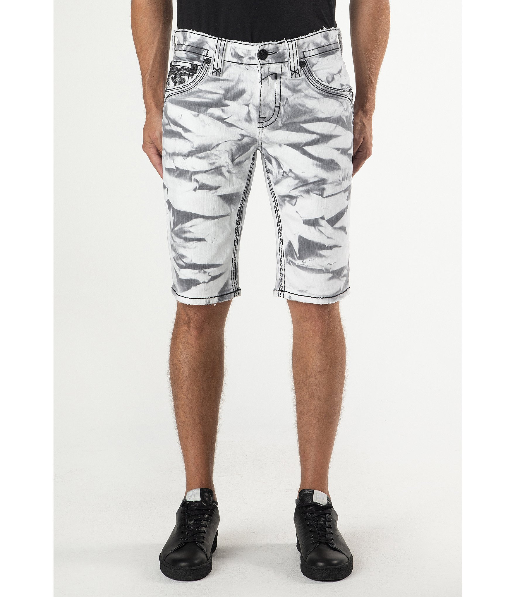 Rock Revival Dagny Tie-Dye 14#double; Inseam Denim Shorts